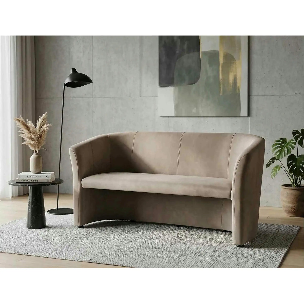 Canapea TM-3, stofa catifelata bej - Bluvel 28, 160x60x76 cm