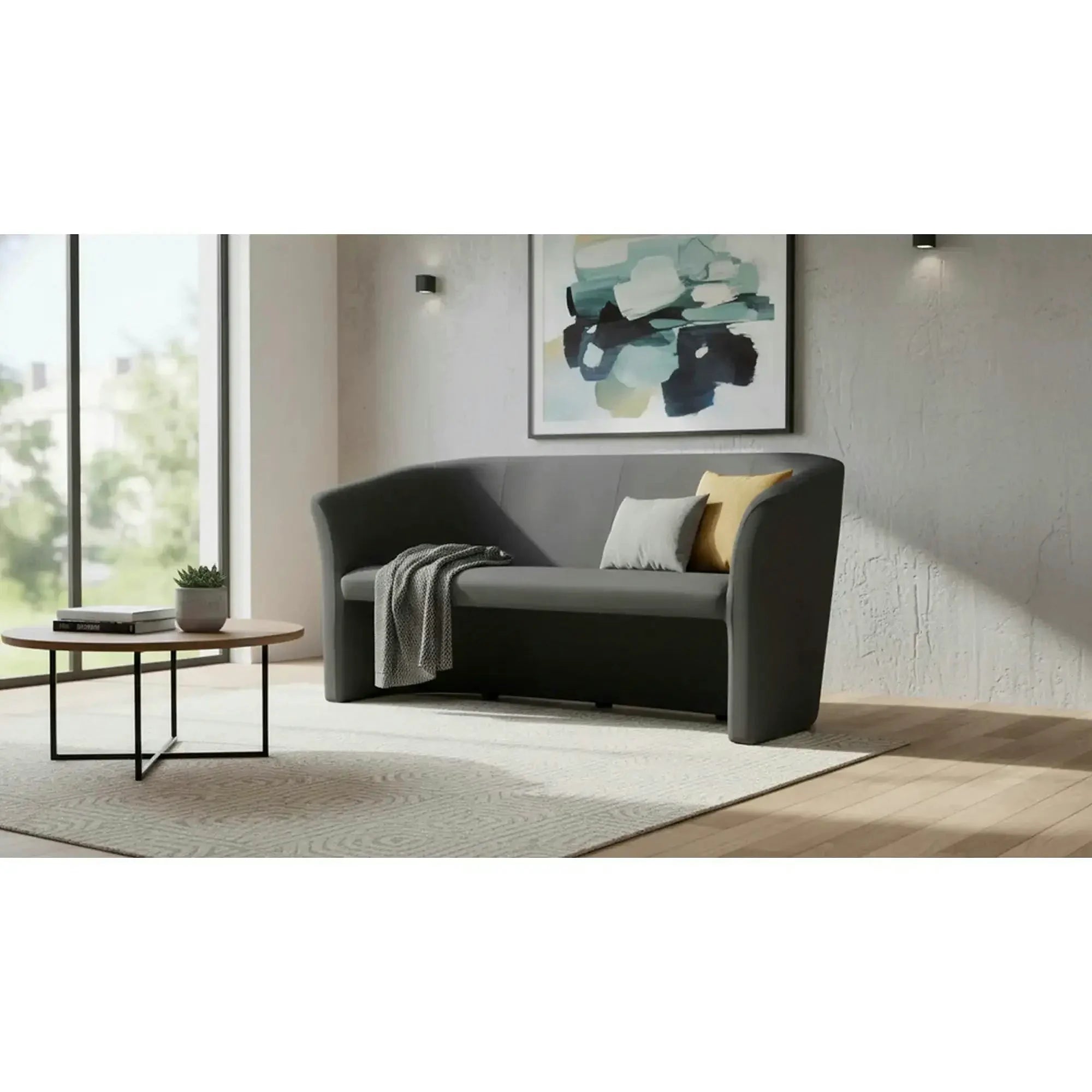 Canapea TM-3, stofa catifelata negru - Bluvel 19, 160x60x76 cm