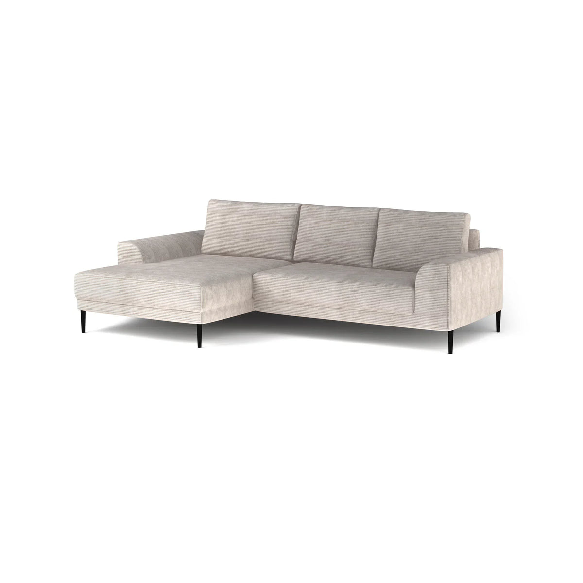 Coltar extensibil CAPITOL, sezlong stanga, stofa catifelata gri - Whisper 17, cu lada depozitare, 276x175x89 cm