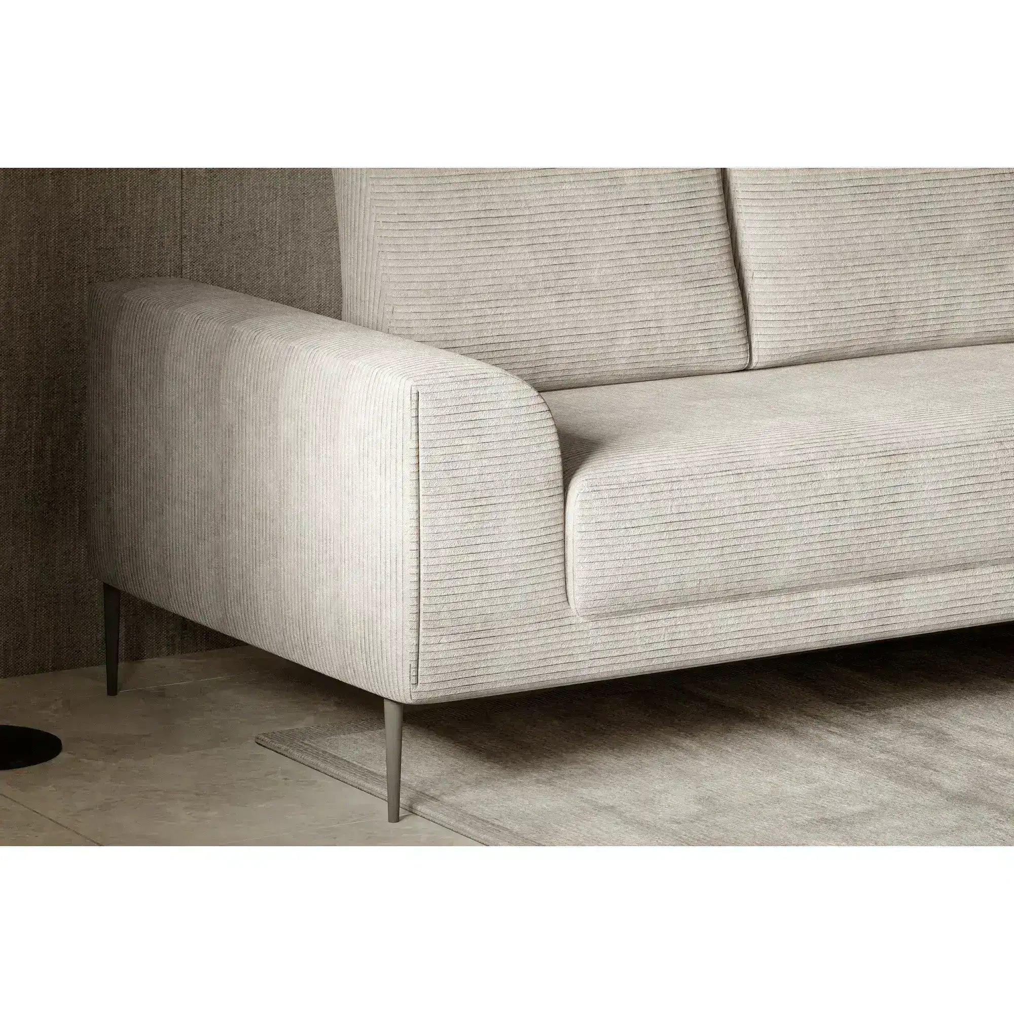 Coltar extensibil CAPITOL, sezlong dreapta, stofa catifelata gri inchis - Whisper 15, Gama Premium, cu lada depozitare, 276x175x89 cm