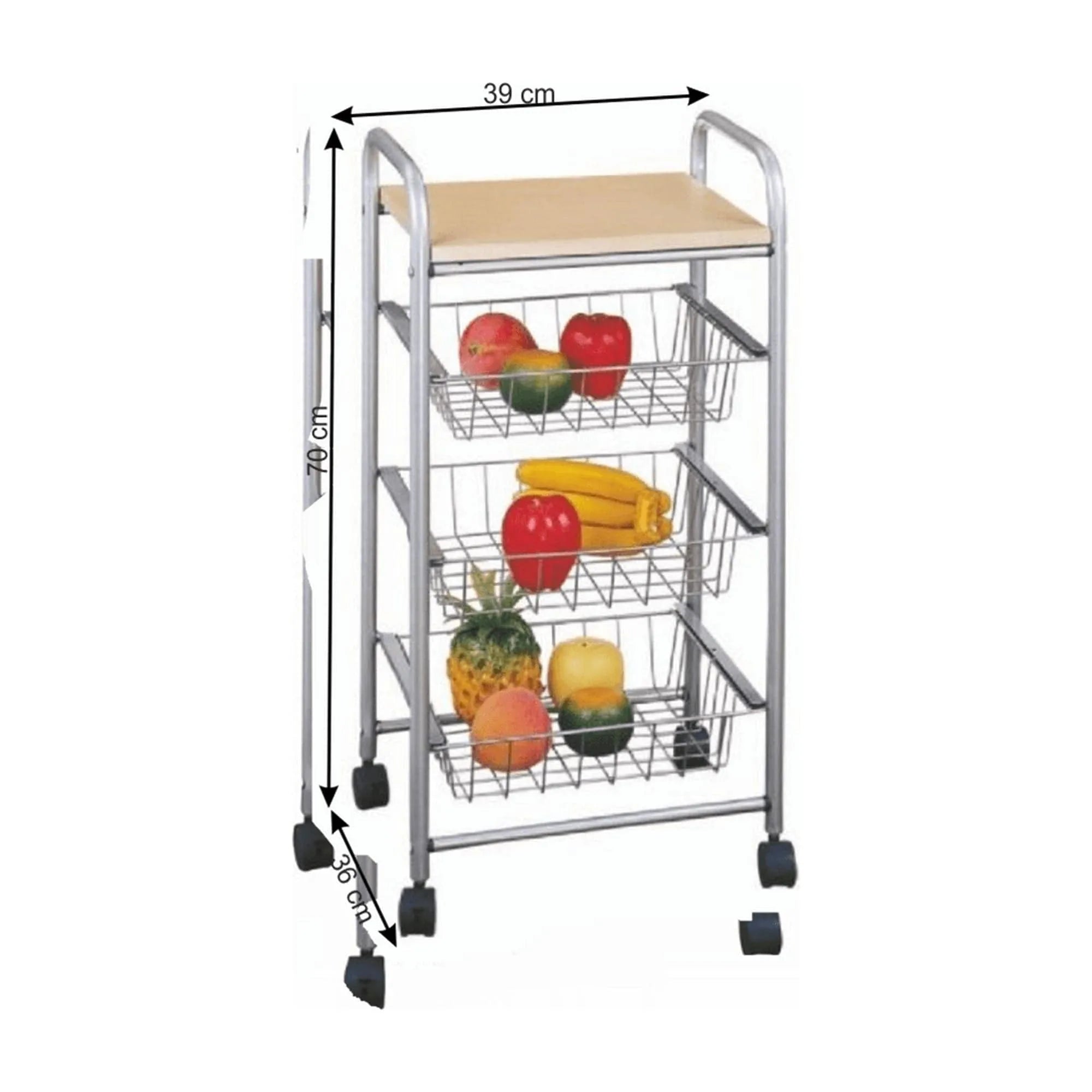 Carucior de servire CAMPO, fag/crom, 39x36x70 cm