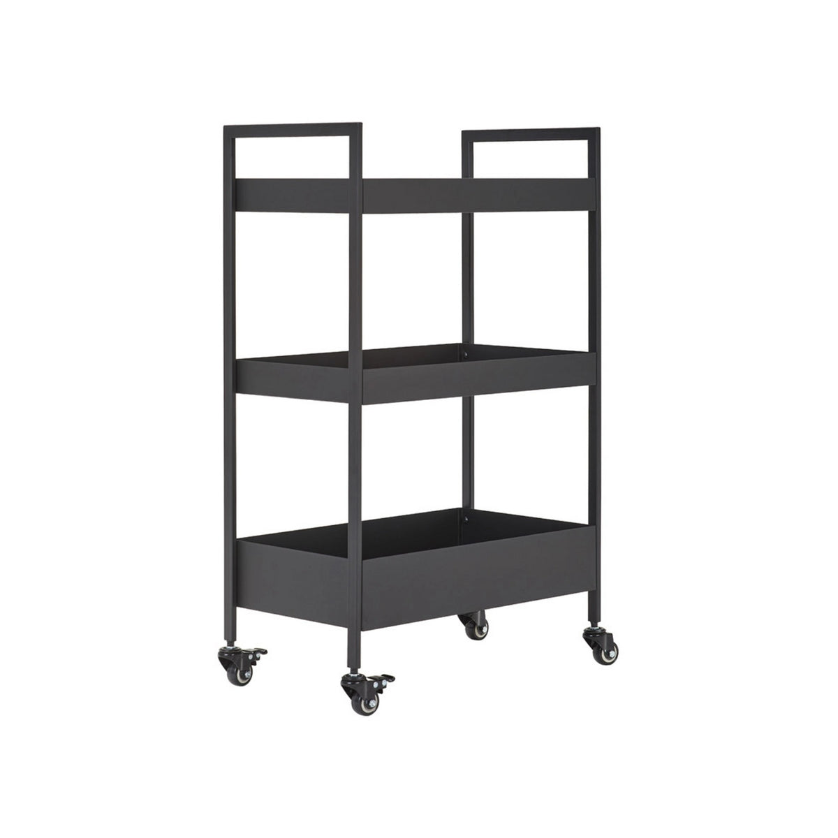 Carucior servire HELGE, negru, metal/plastic, 51x30x82 cm