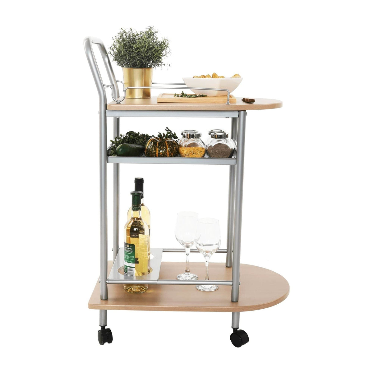 Carucior servire LIMA, fag/argintiu, 60x38x84 cm