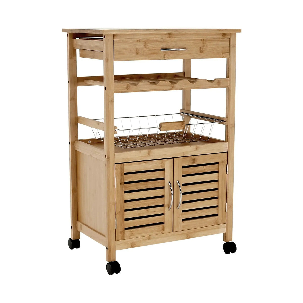 Carucior servire NAVID, stejar, bambus, 56x36x85 cm