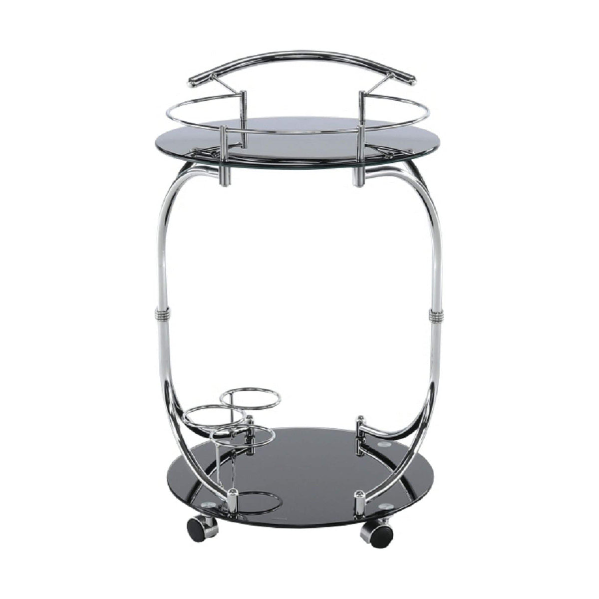 Carucior servire VESNA, crom/negru, sticla/metal, 52x45x74 cm
