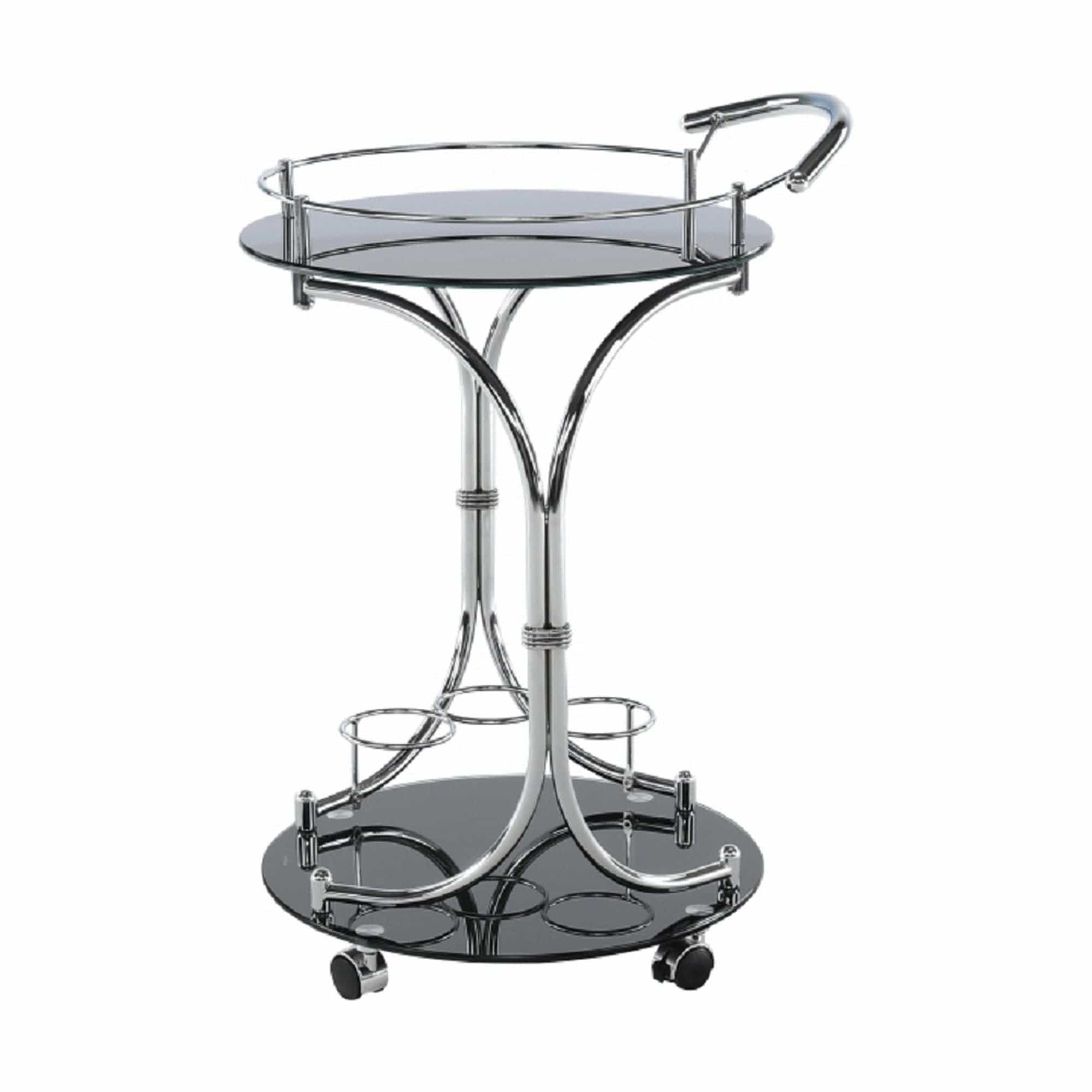 Carucior servire VESNA, crom/negru, sticla/metal, 52x45x74 cm