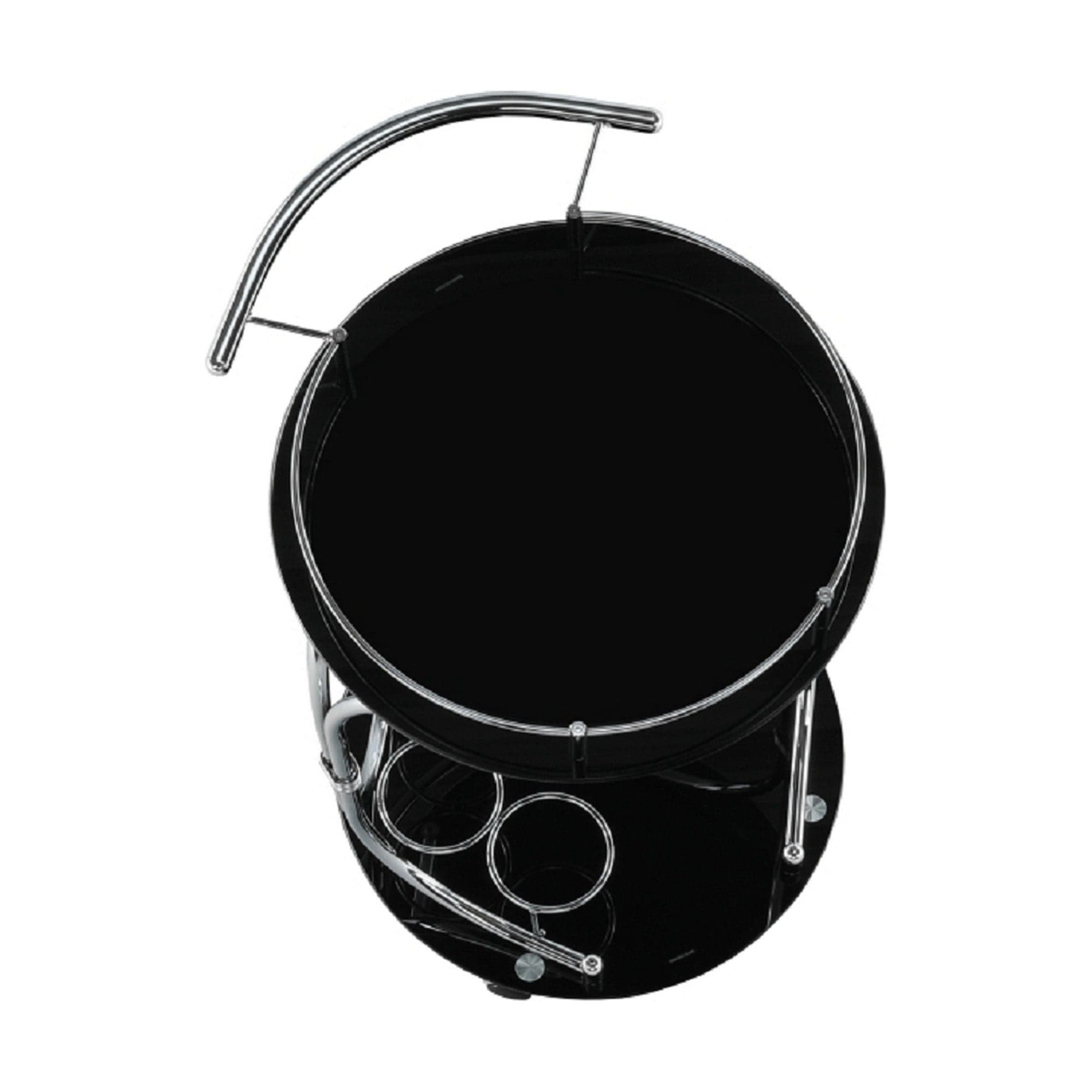 Carucior servire VESNA, crom/negru, sticla/metal, 52x45x74 cm