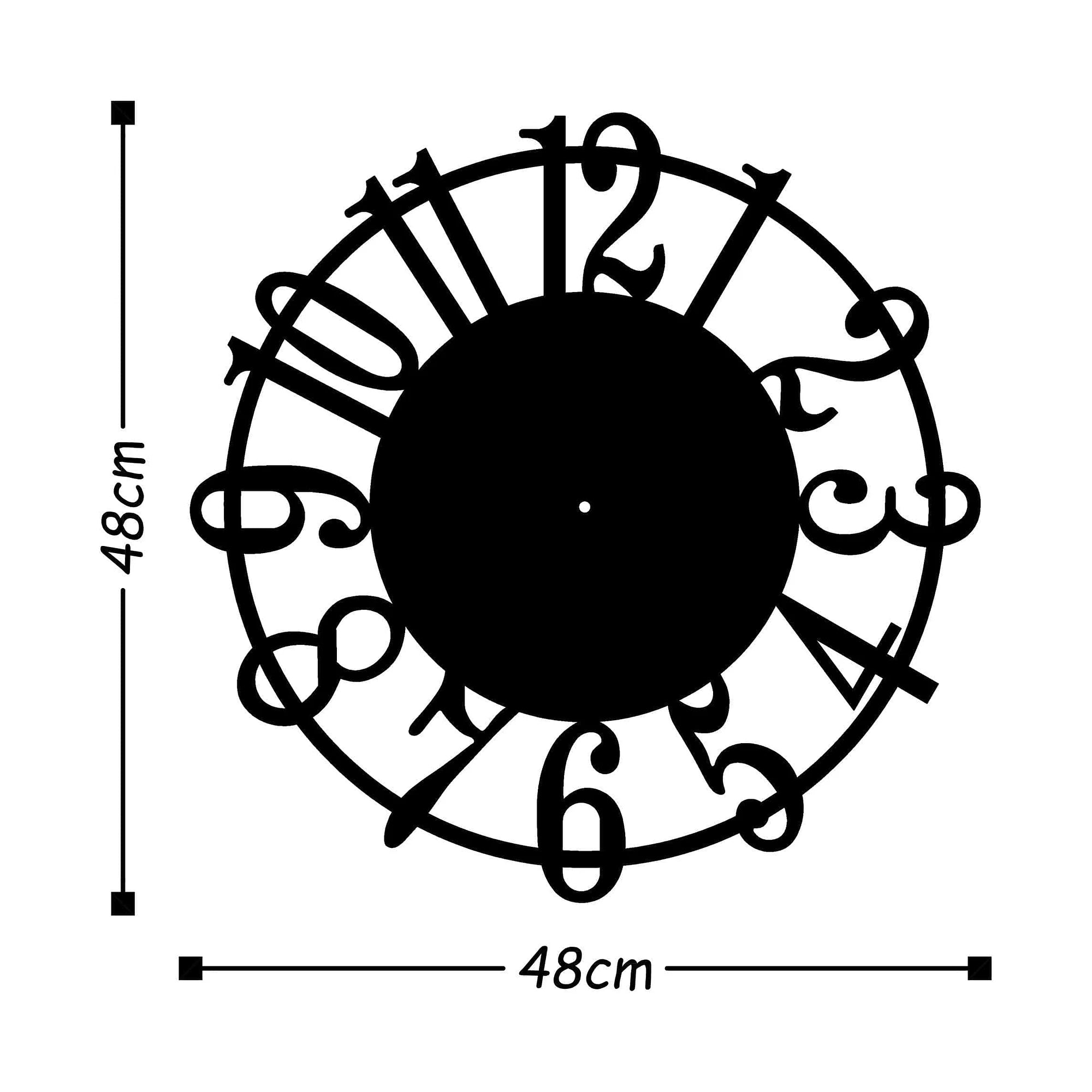 Ceas de perete 891TNL2115, negru, metal, 48x48 cm