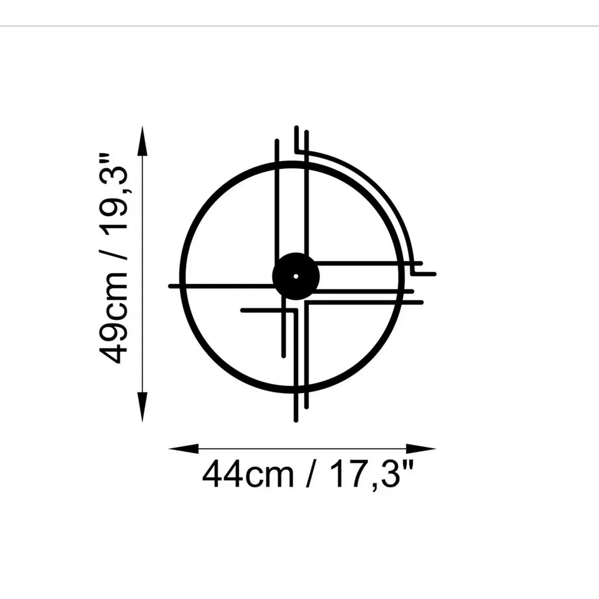 Ceas de perete 891TNL2458, negru, metal, 49x44 cm