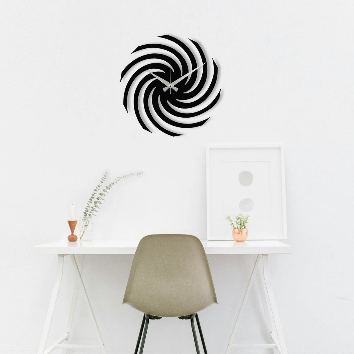 Ceas de perete Enzoclock S023, metal, negru, 48 x 48 cm