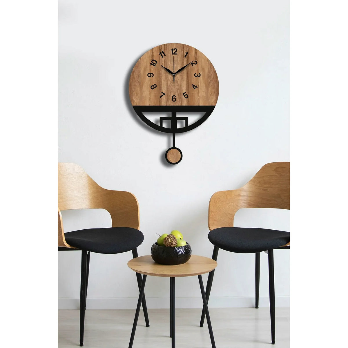 Ceas de perete VLNT108MO, nuc/negru, MDF, Ø39 cm