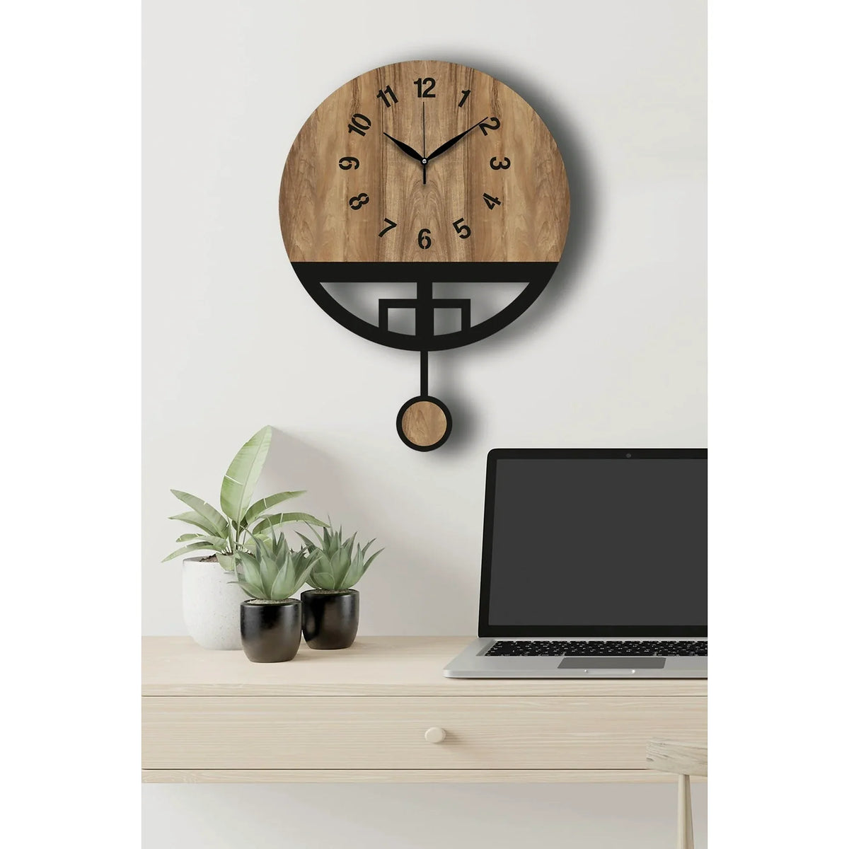 Ceas de perete VLNT108MO, nuc/negru, MDF, Ø39 cm