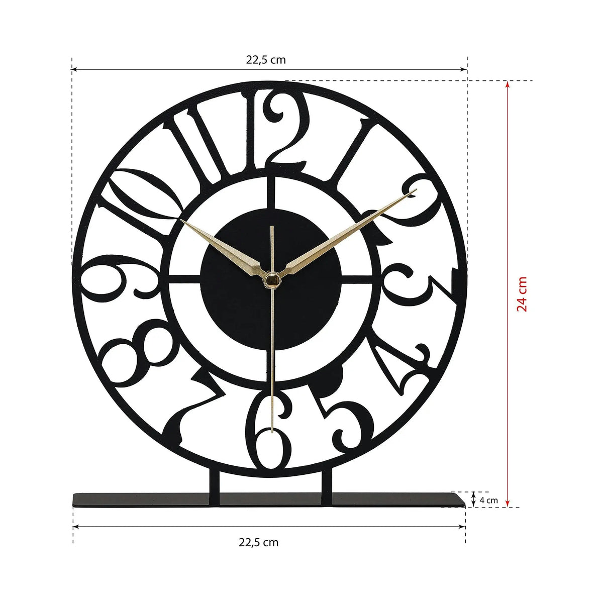 Ceas decorativ CLOCK BONNI, negru, metal, 23x24 cm