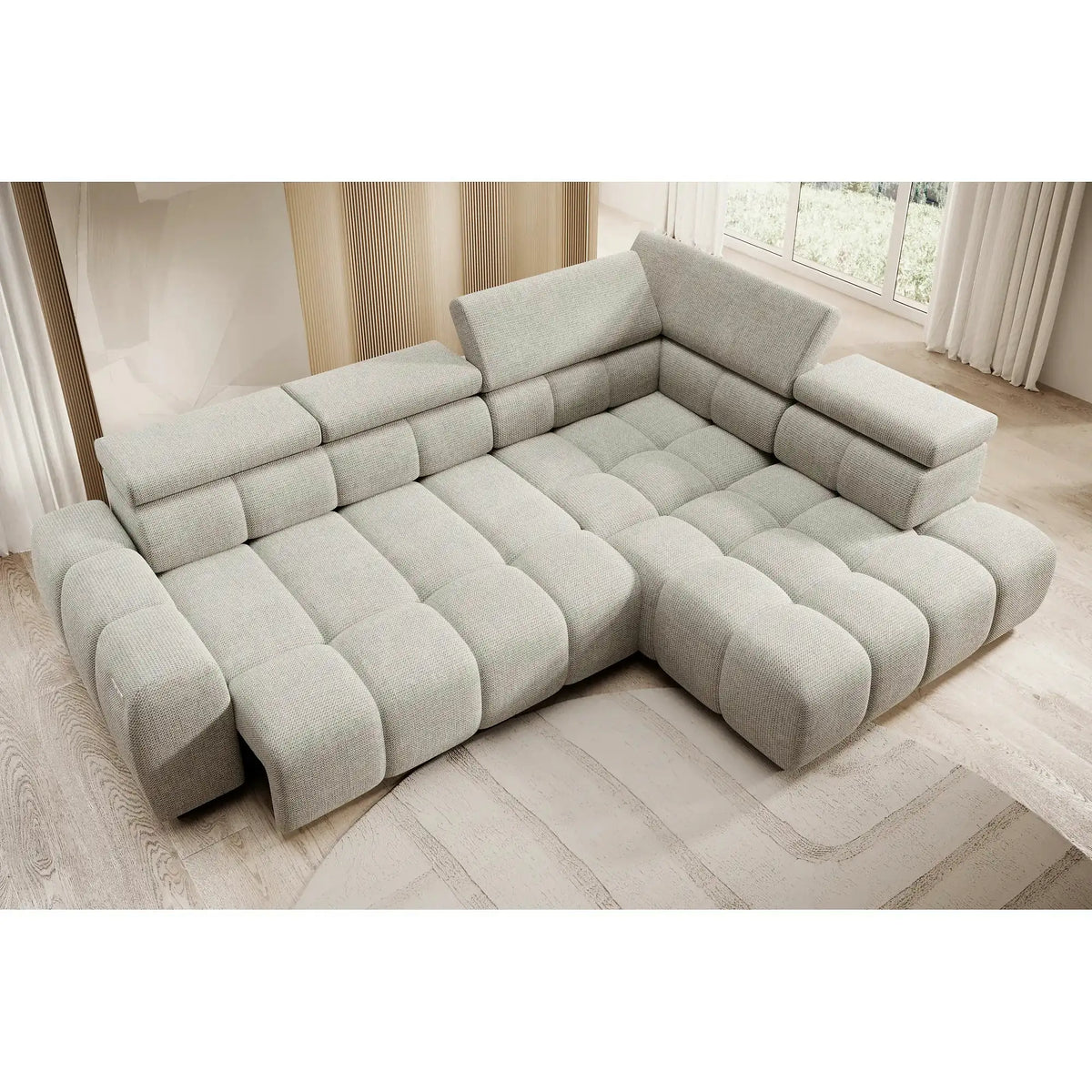 Coltar BULL L, personalizabil, cu reglaj electric si tetiere reglabile, 297x205x97 cm