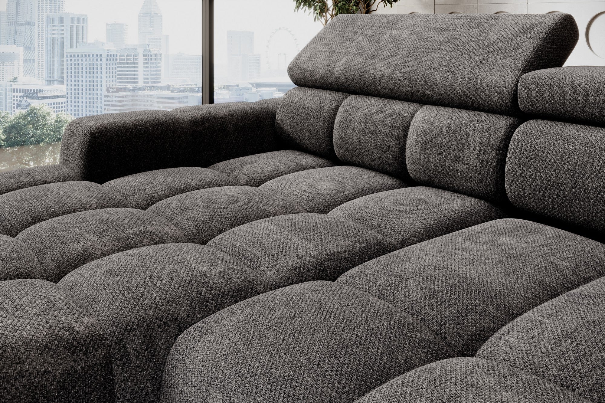 Coltar BULL S, personalizabil materiale gama Oferta Avantaj, cu reglaj electric si tetiere reglabile, 285x168x97 cm