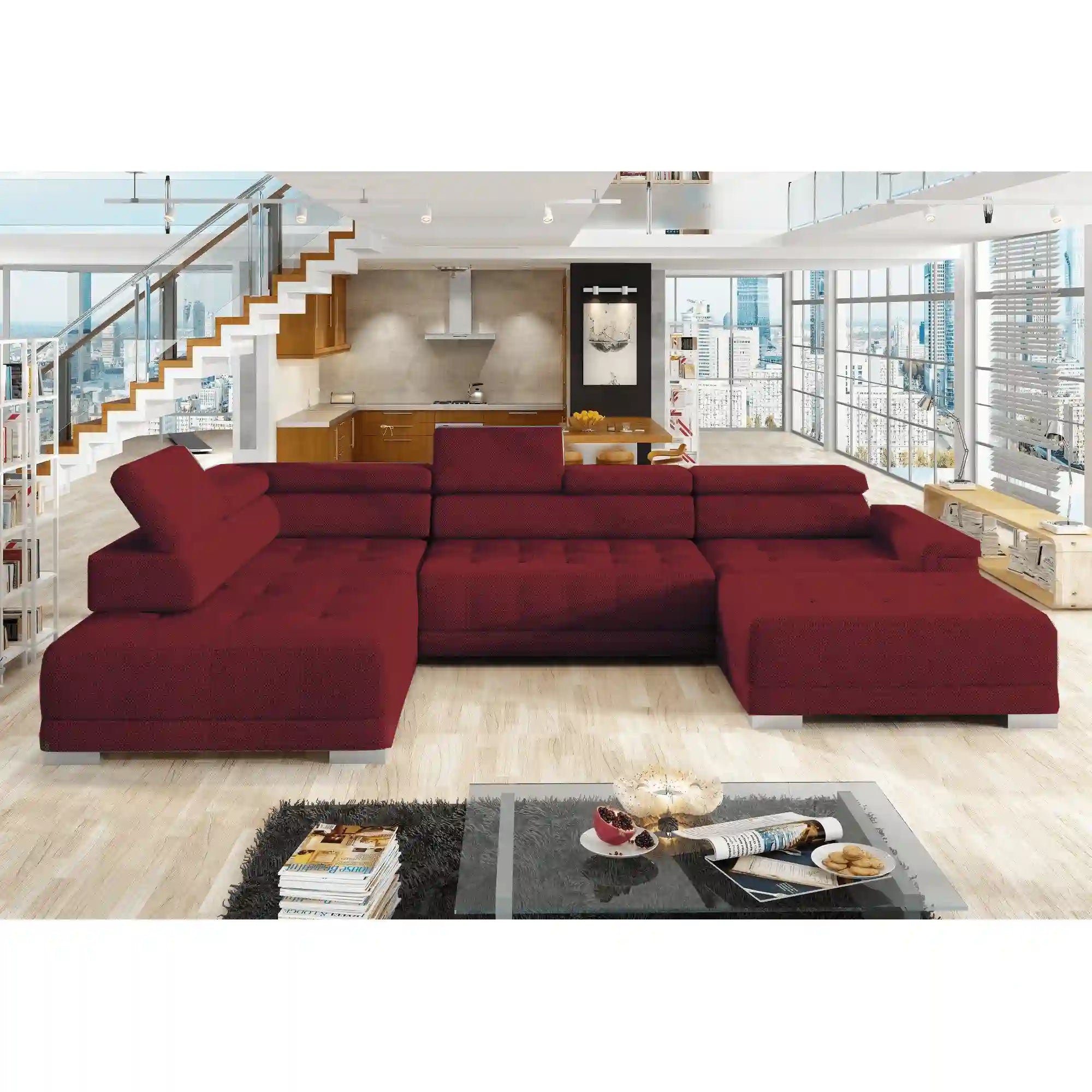 Coltar CAMPO XL, personalizabil materiale gama Oferta Avantaj, cu reglaj electric, 374x220x101 cm