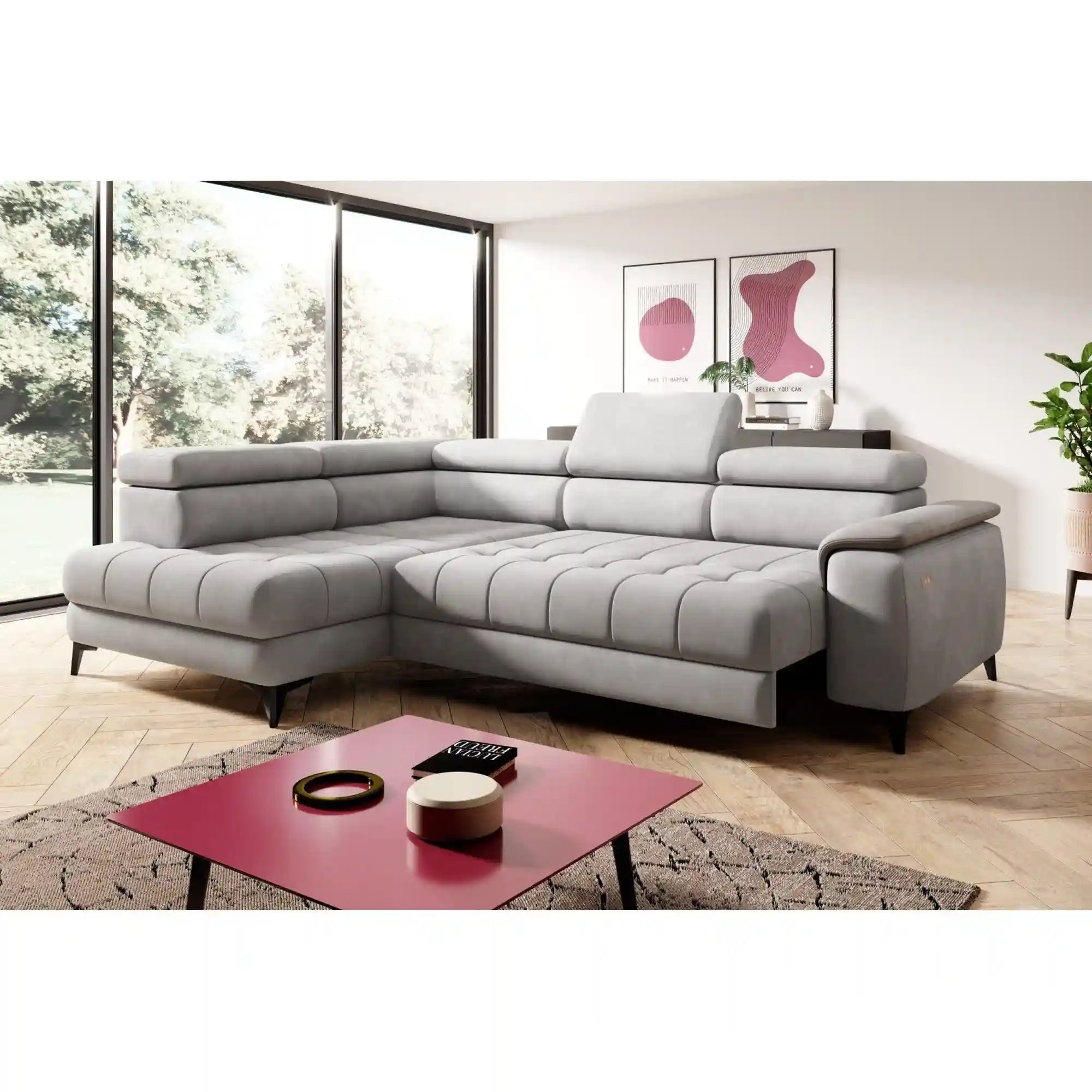 Coltar CHIVAS, personalizabil materiale Gama Premium, cu reglaj electric si tetiere reglabile, 278x197x98 cm