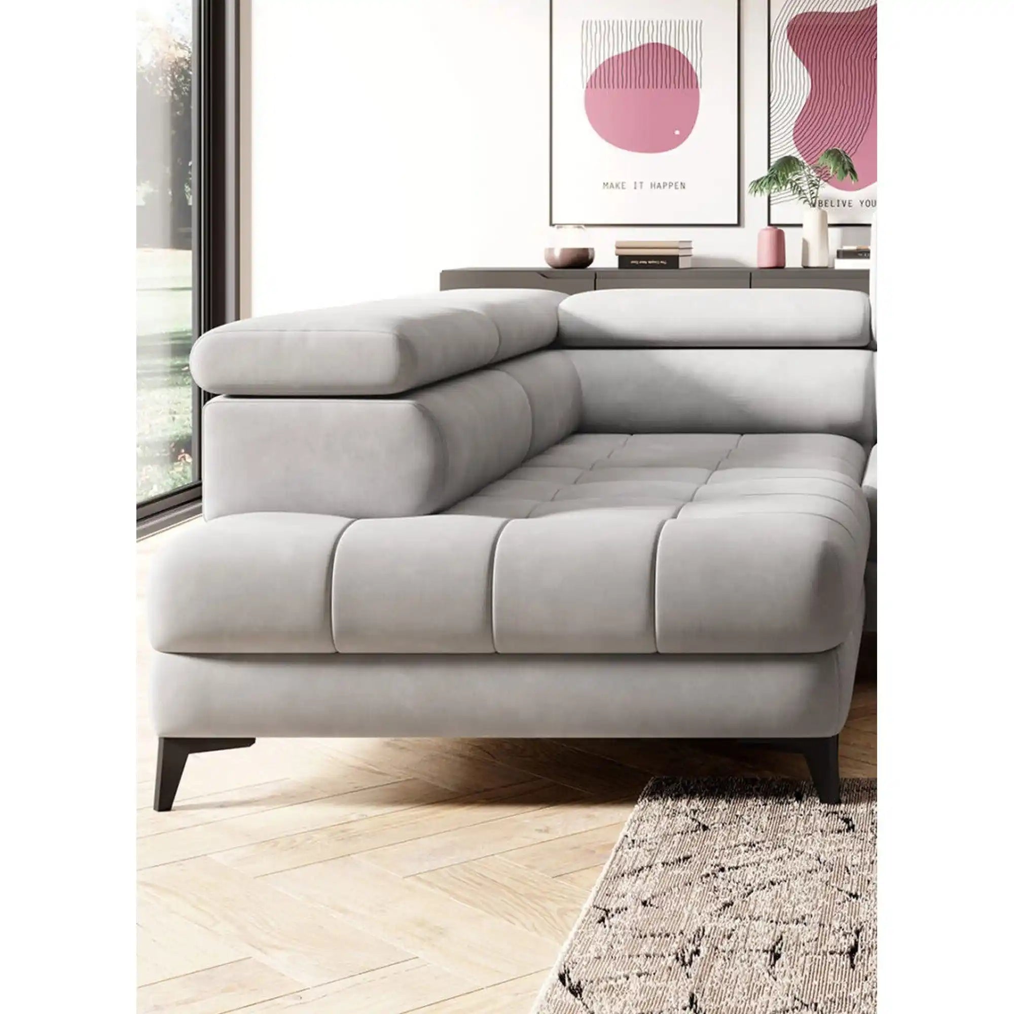 Coltar CHIVAS, personalizabil materiale Gama Premium, cu reglaj electric si tetiere reglabile, 278x197x98 cm