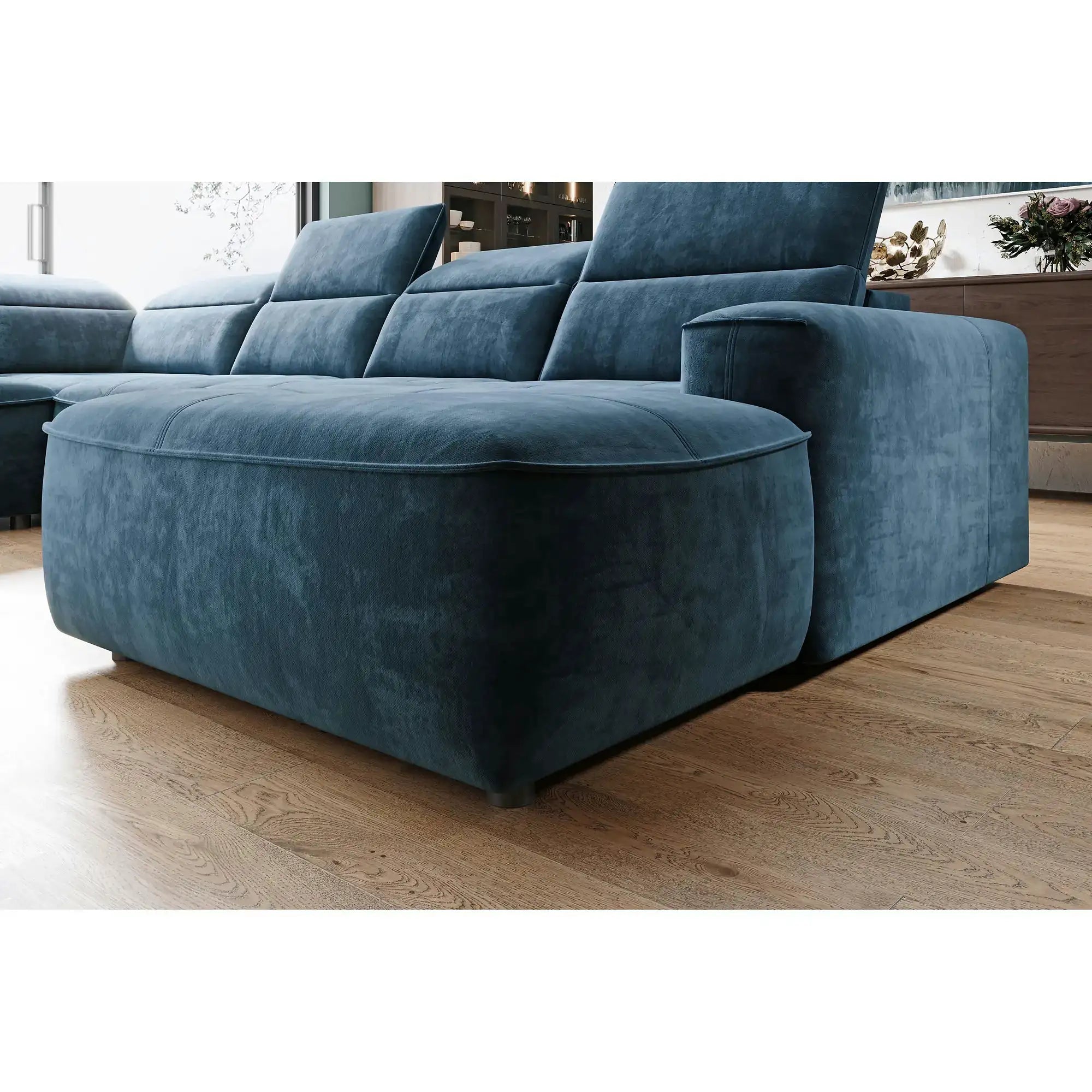 Coltar COLOMBO XL, personalizabil, cu reglaj electric si lada depozitare, 376x227x103 cm