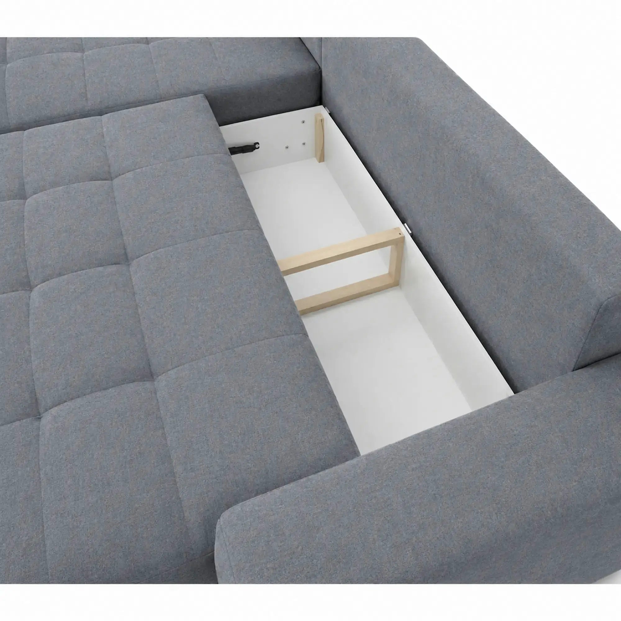 Coltar de living extensibil ADRIA, universal, stofa catifelata gri - Monolith 92, cu lada depozitare, 308x213x90 cm