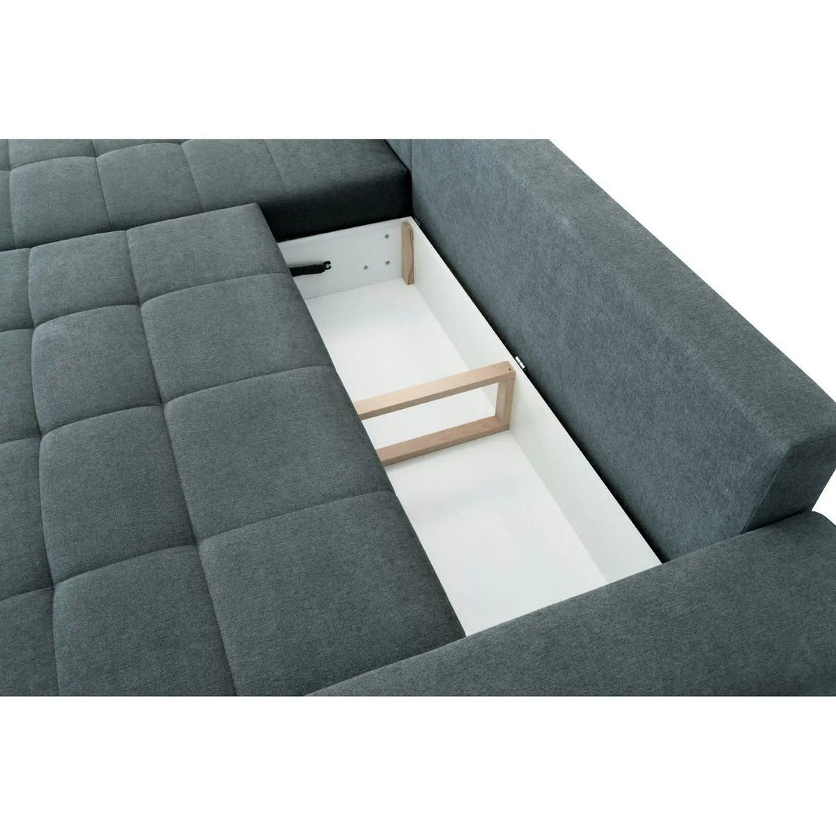 Coltar extensibil ADRIA, universal, personalizabil materiale gama Platinium, cu lada depozitare, 308x213x90 cm