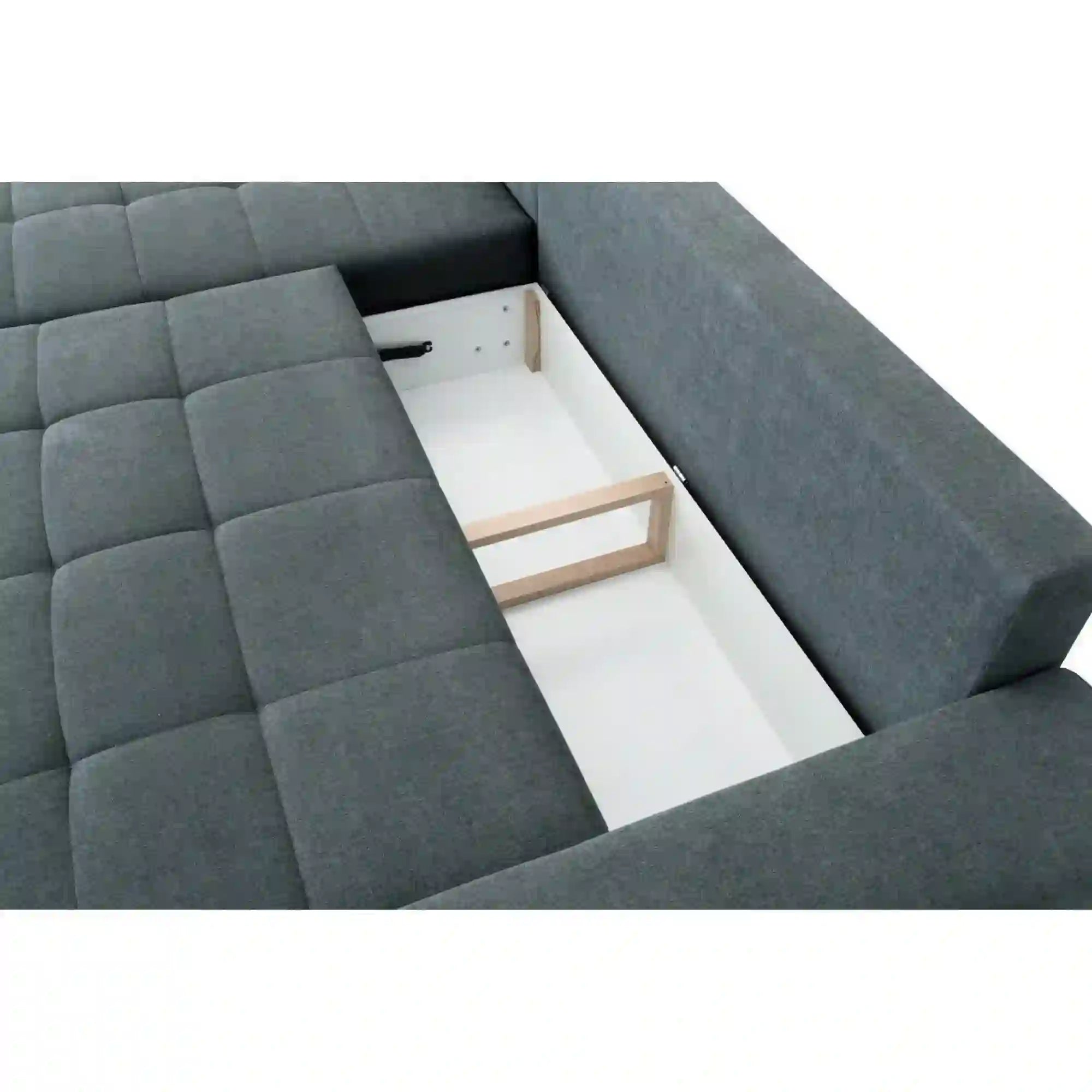 Coltar extensibil ADRIA, universal, stofa catifelata gri - Monolith 92, cu lada depozitare, 310x213x88 cm