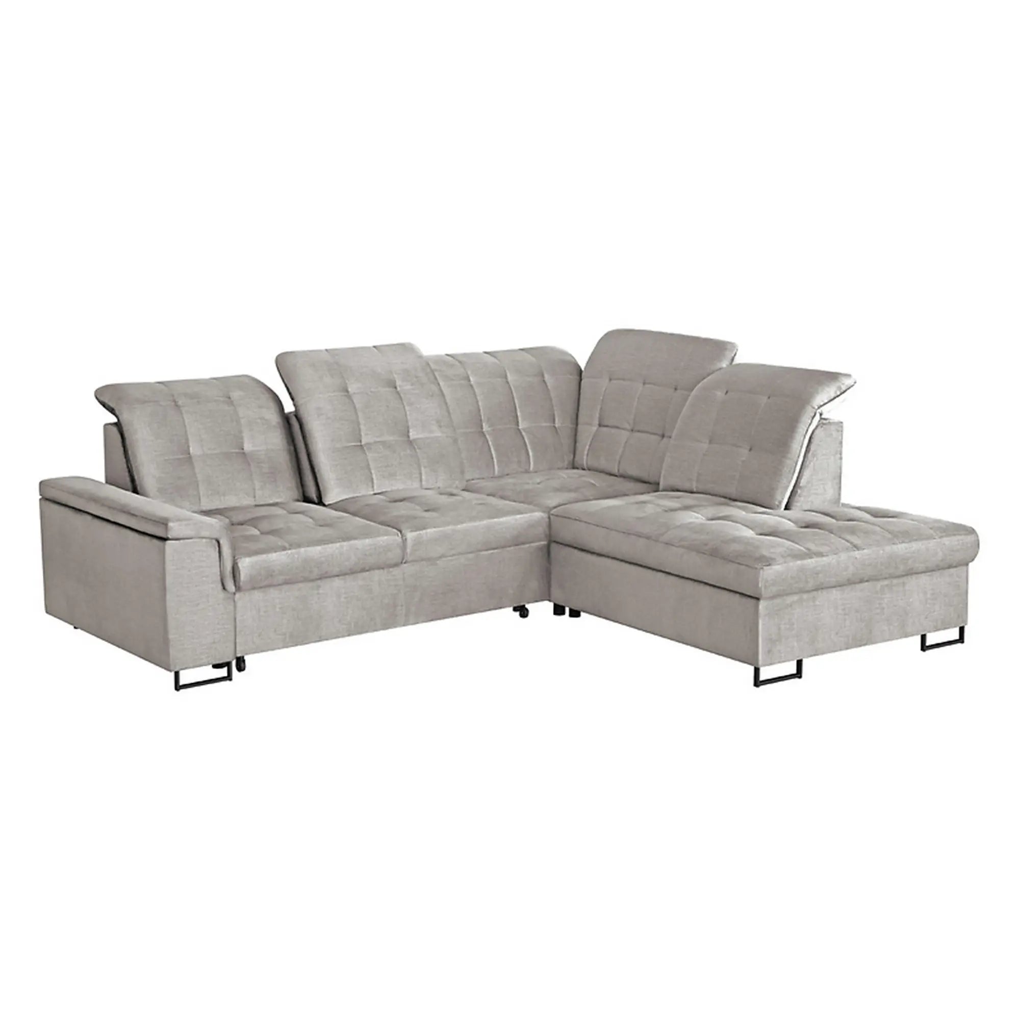 Coltar extensibil ARAGON, sezlong dreapta, stofa catifelata bej - Voss 28, cu lada depozitare, 270x230x150 cm