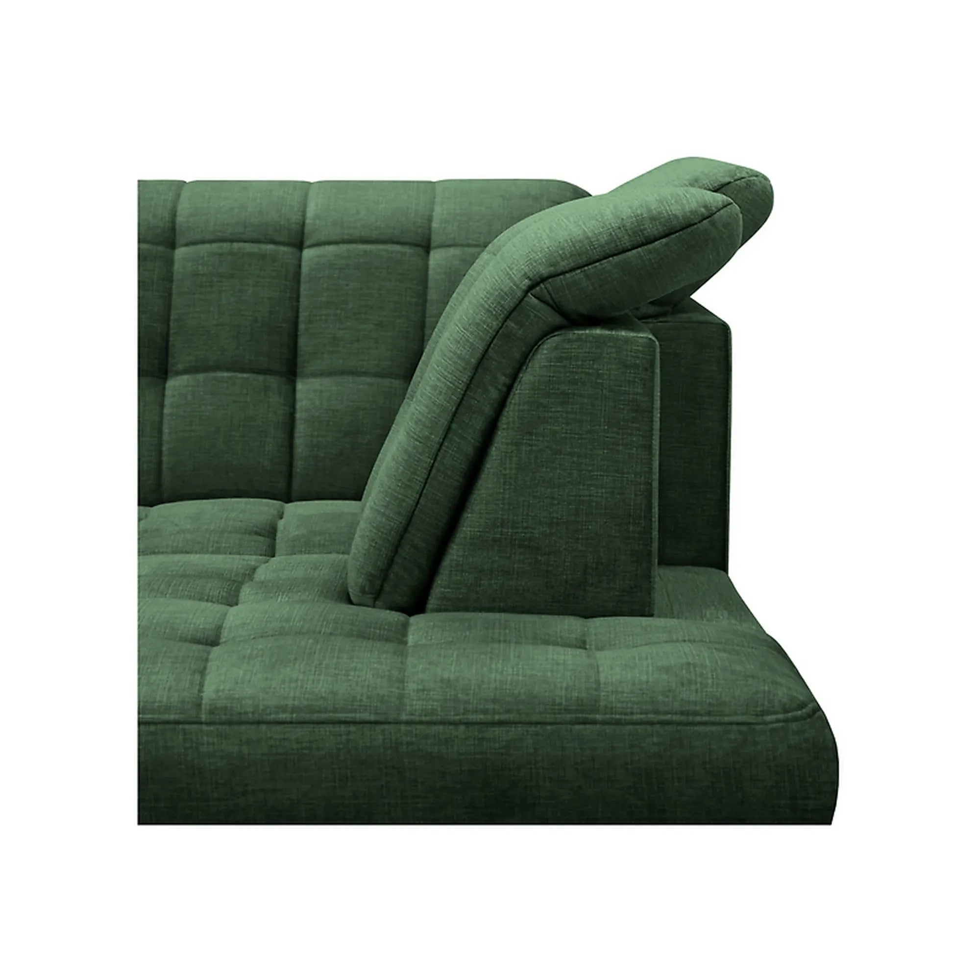 Coltar extensibil ARAGON, sezlong dreapta, stofa catifelata verde - Voss 77, cu lada depozitare, 270x230x150 cm