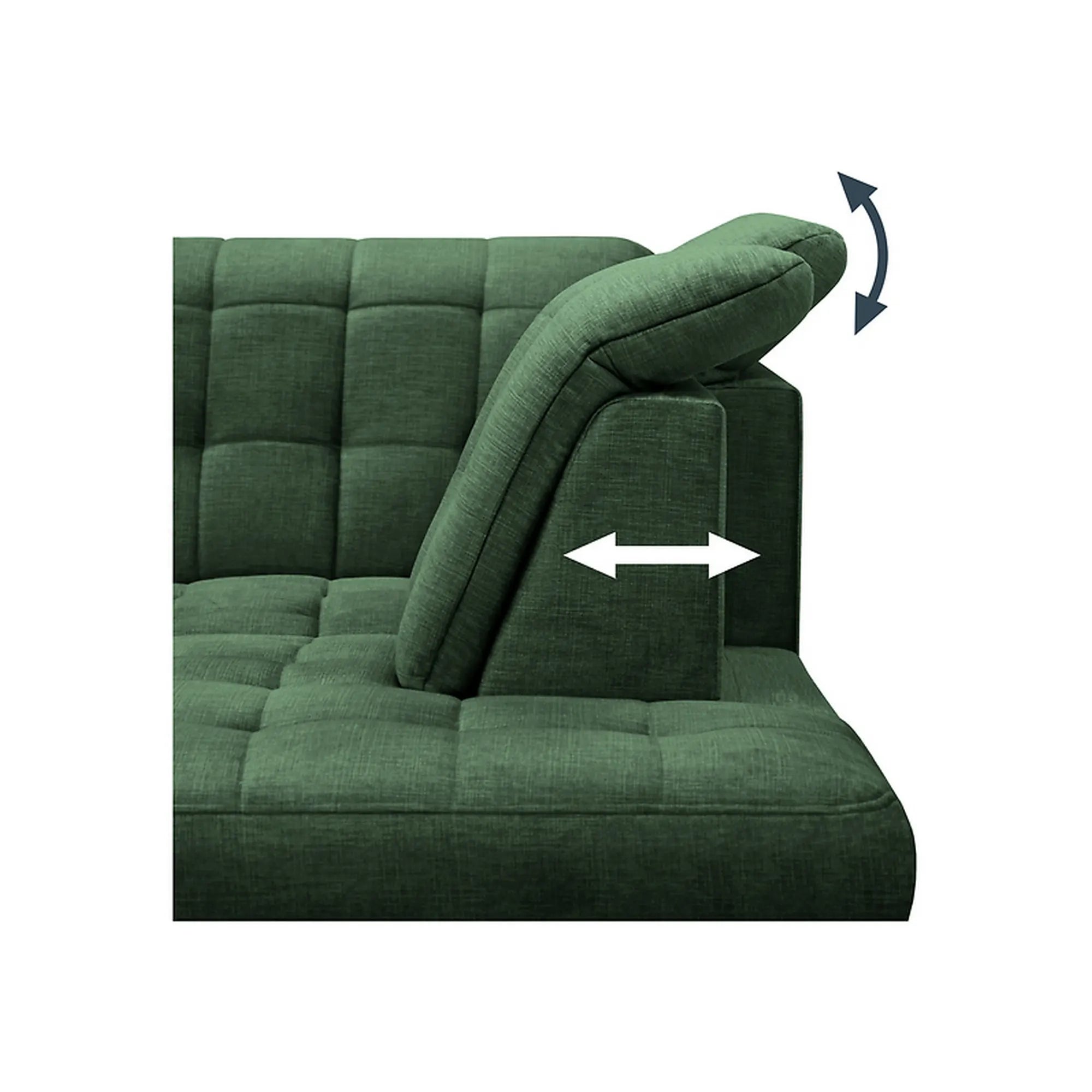 Coltar extensibil ARAGON, sezlong dreapta, stofa catifelata verde - Voss 77, cu lada depozitare, 270x230x150 cm