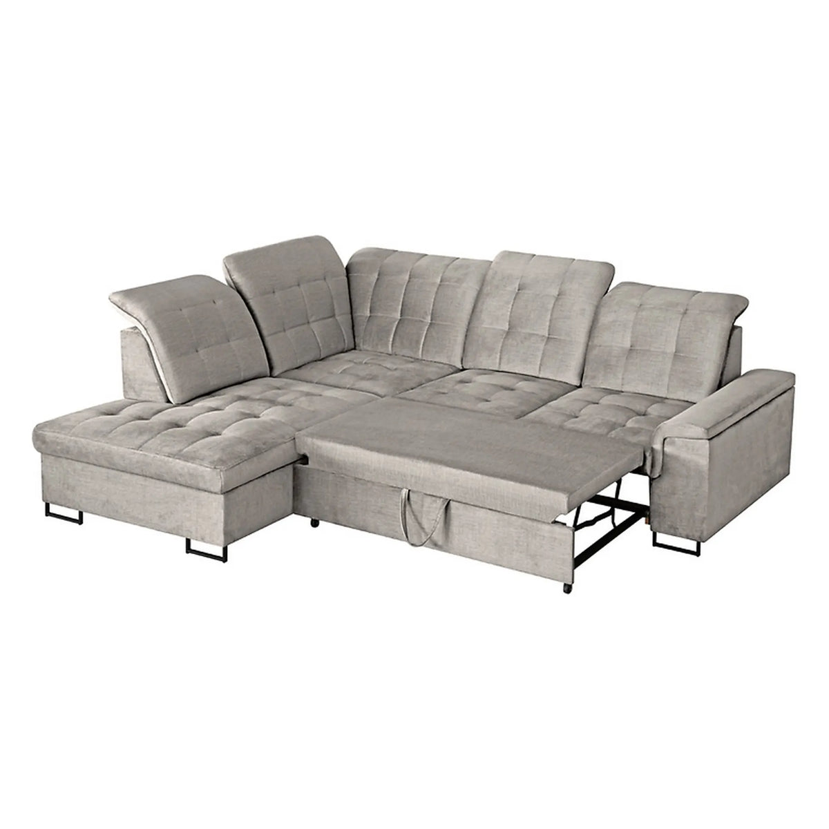 Coltar extensibil ARAGON, sezlong stanga, stofa catifelata bej - Voss 28, cu lada depozitare, 270x230x150 cm