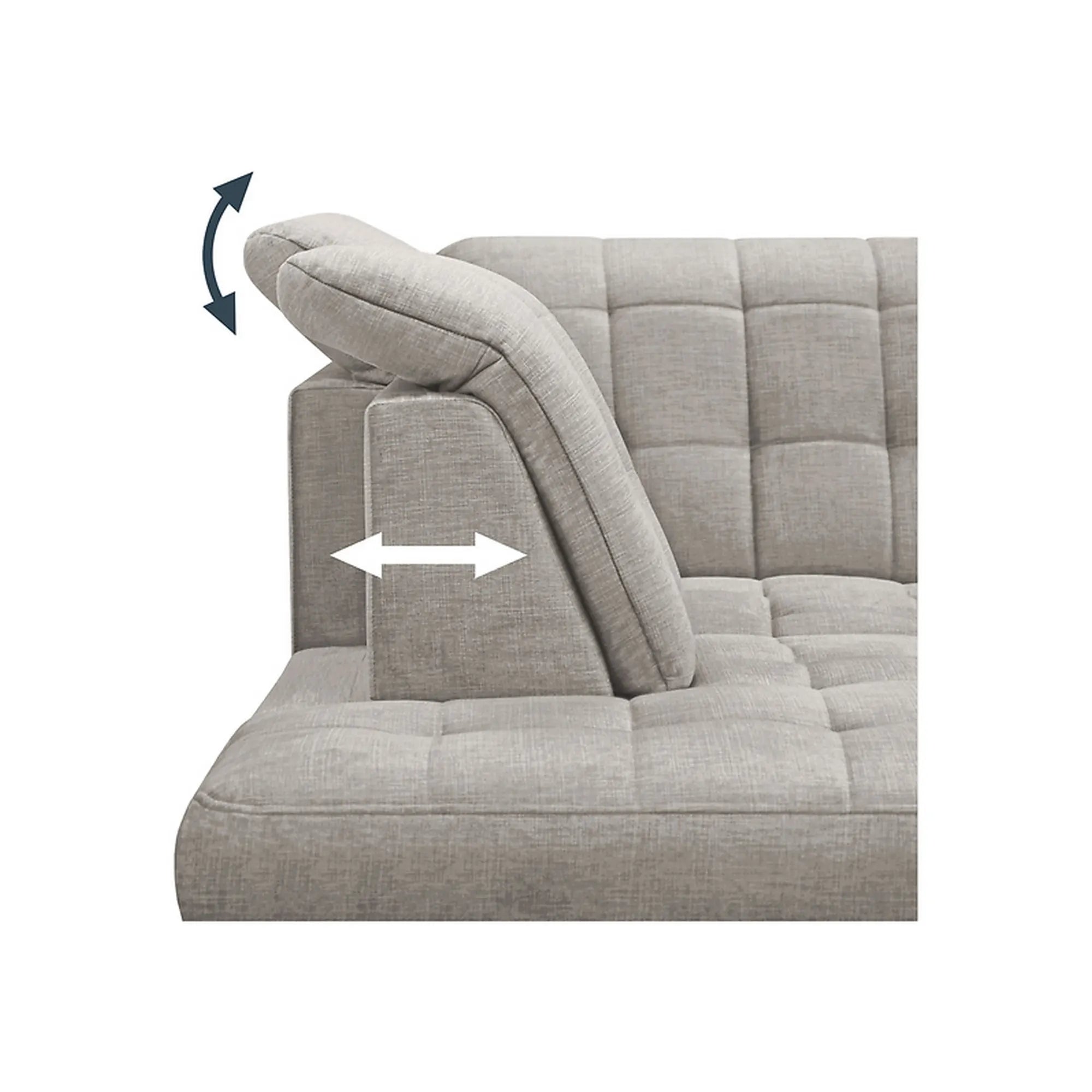 Coltar extensibil ARAGON, sezlong stanga, stofa catifelata bej - Voss 28, cu lada depozitare, 270x230x150 cm