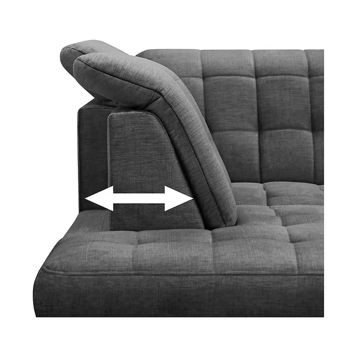 Coltar extensibil ARAGON, sezlong stanga, stofa catifelata gri - Voss 15, cu lada depozitare, 270x230x150 cm
