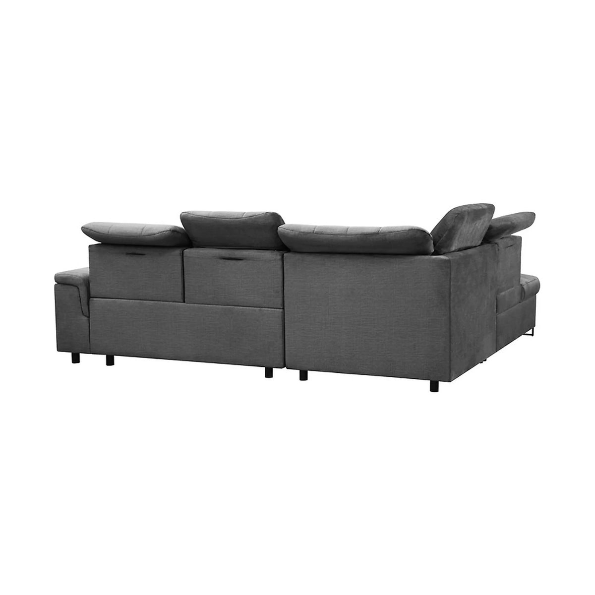 Coltar extensibil ARAGON, sezlong stanga, stofa catifelata gri - Voss 15, cu lada depozitare, 270x230x150 cm