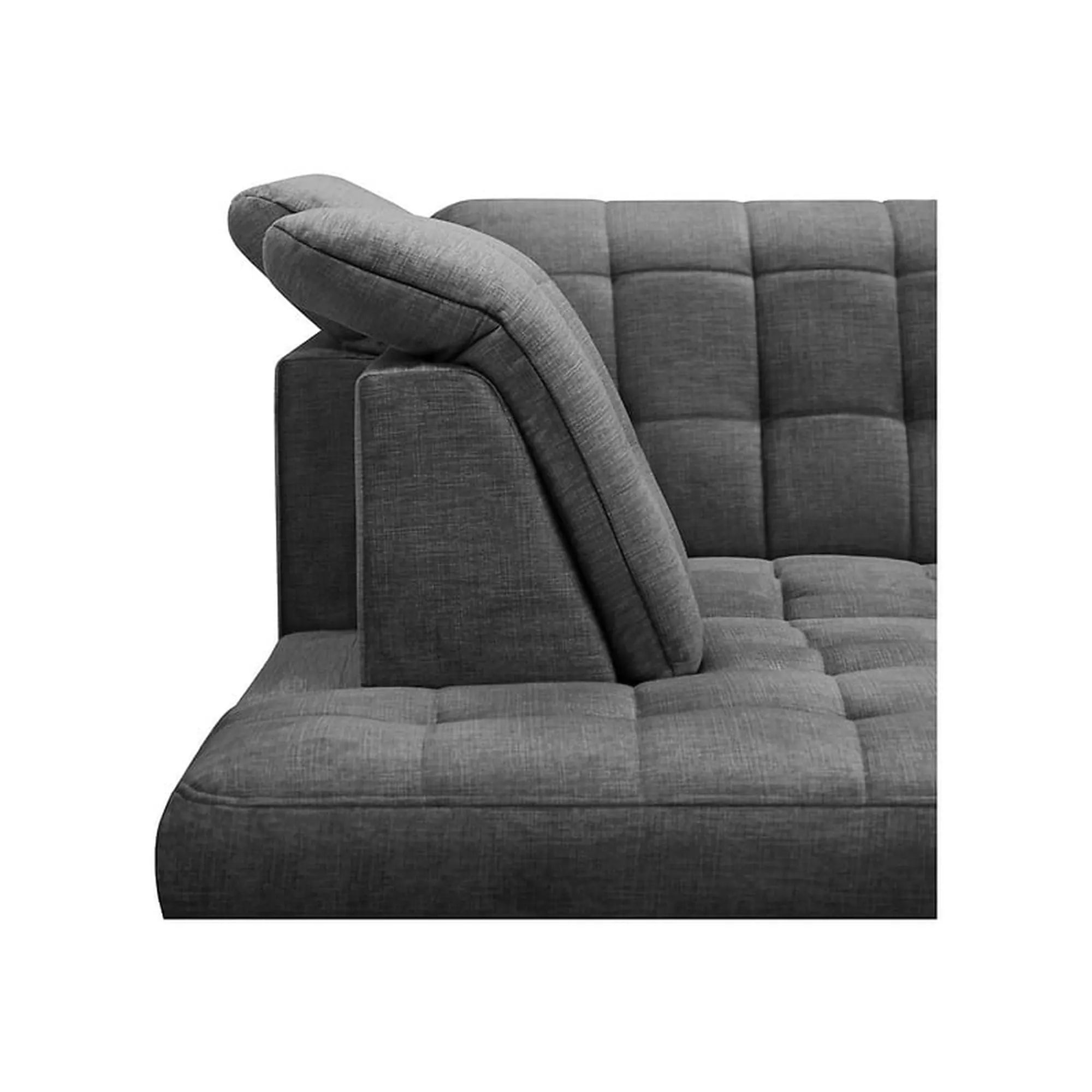 Coltar extensibil ARAGON, sezlong stanga, stofa catifelata gri - Voss 15, cu lada depozitare, 270x230x150 cm