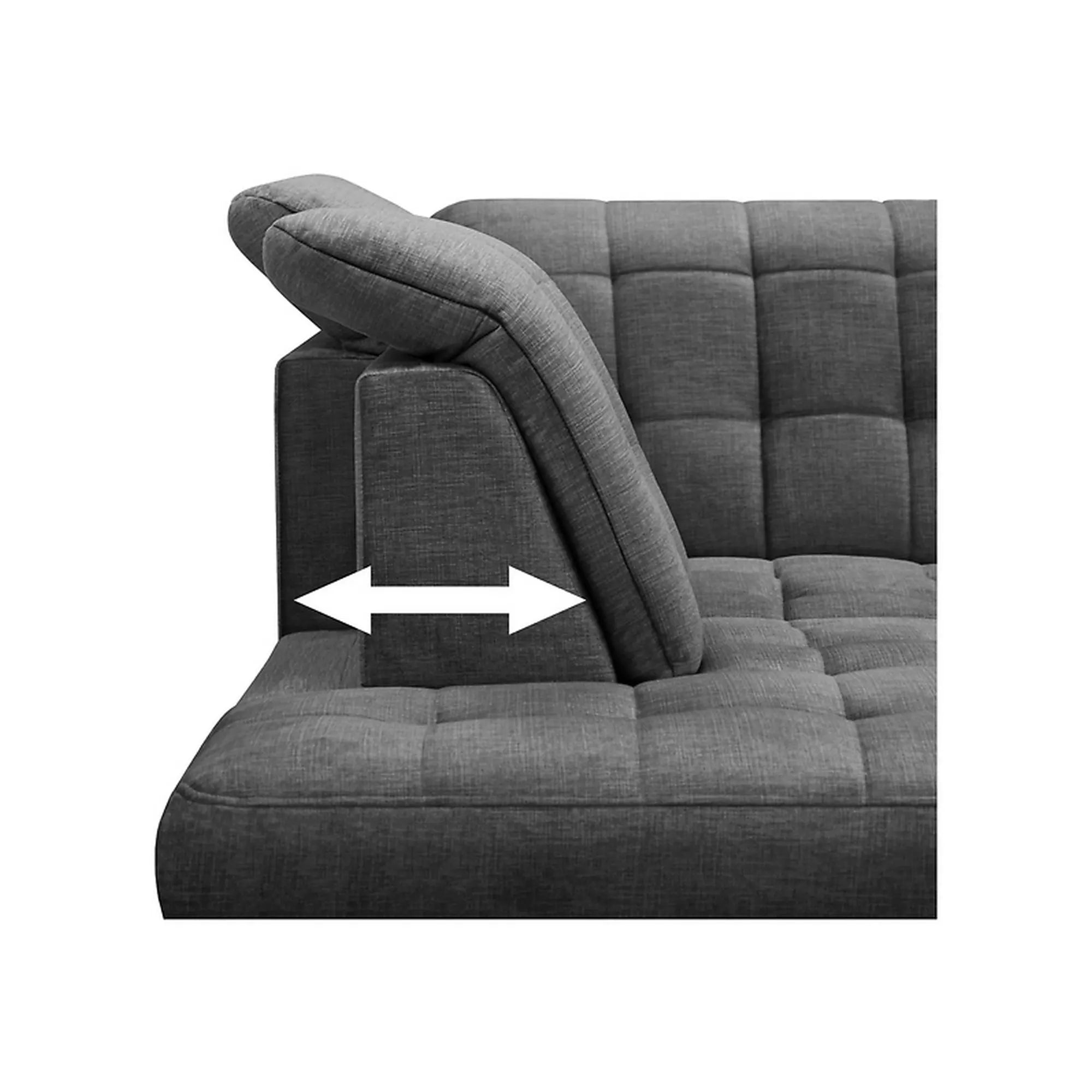 Coltar extensibil ARAGON, sezlong stanga, stofa catifelata gri - Voss 15, cu lada depozitare, 270x230x150 cm