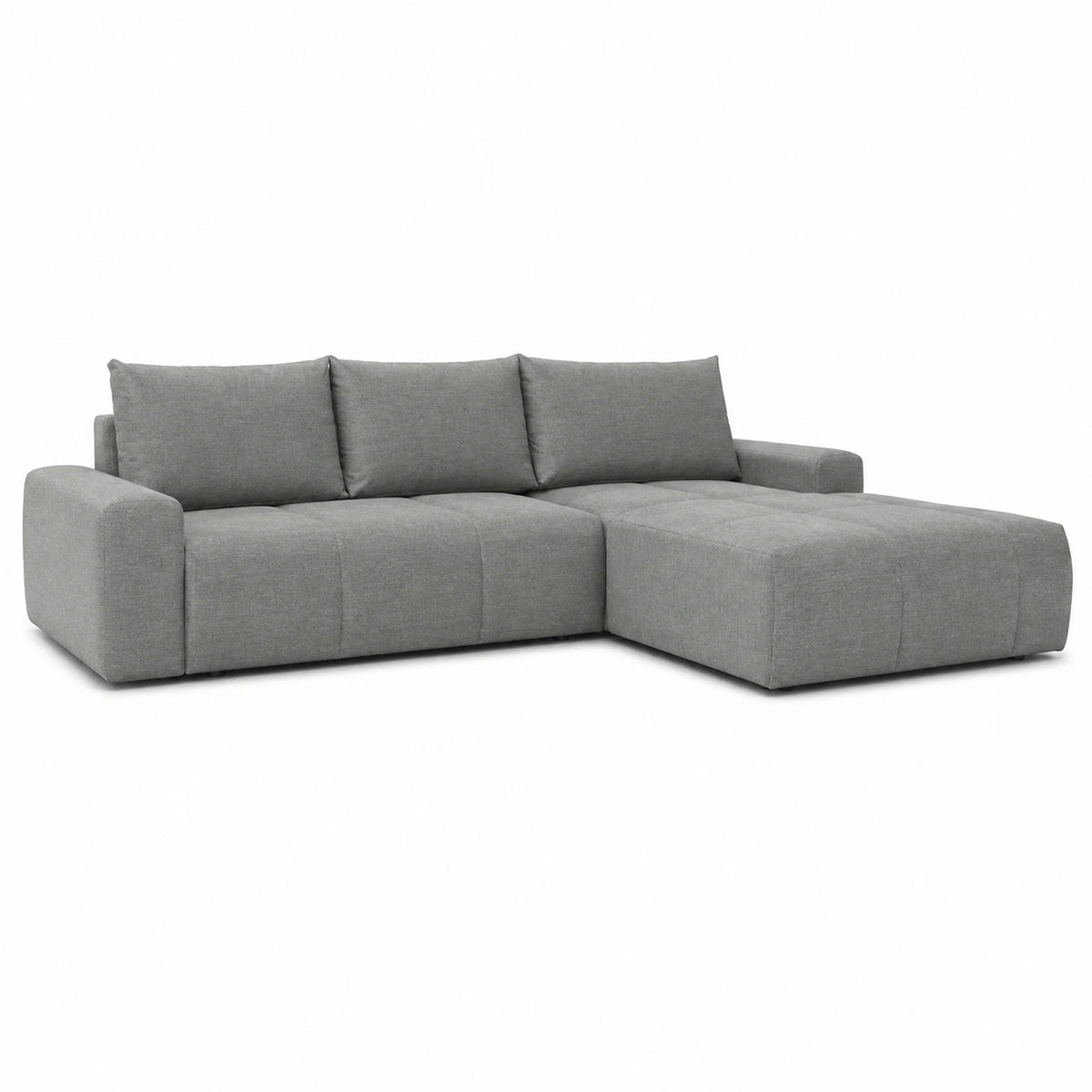 Coltar extensibil Atlantic, sezlong dreapta, stofa catifelata gri inchis - Monolith 95, cu lada depozitare, 305x214x94 cm