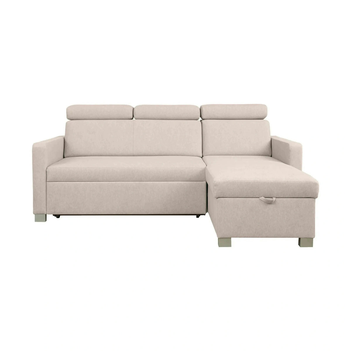 Coltar extensibil BRICO, universal, stofa catifelata bej - Element 17, cu lada depozitare, 204x168x99 cm
