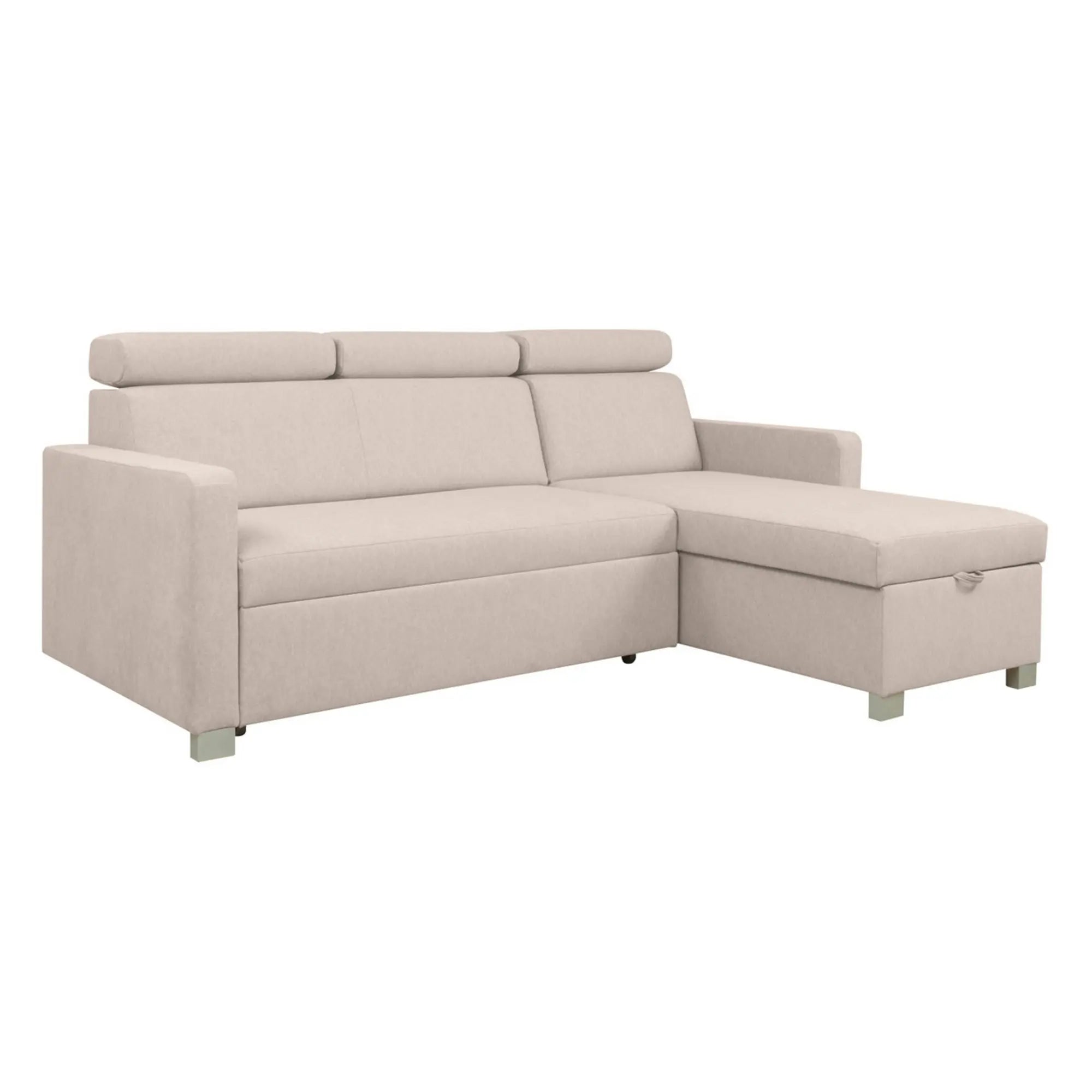 Coltar extensibil BRICO, universal, stofa catifelata bej - Element 17, cu lada depozitare, 204x168x99 cm