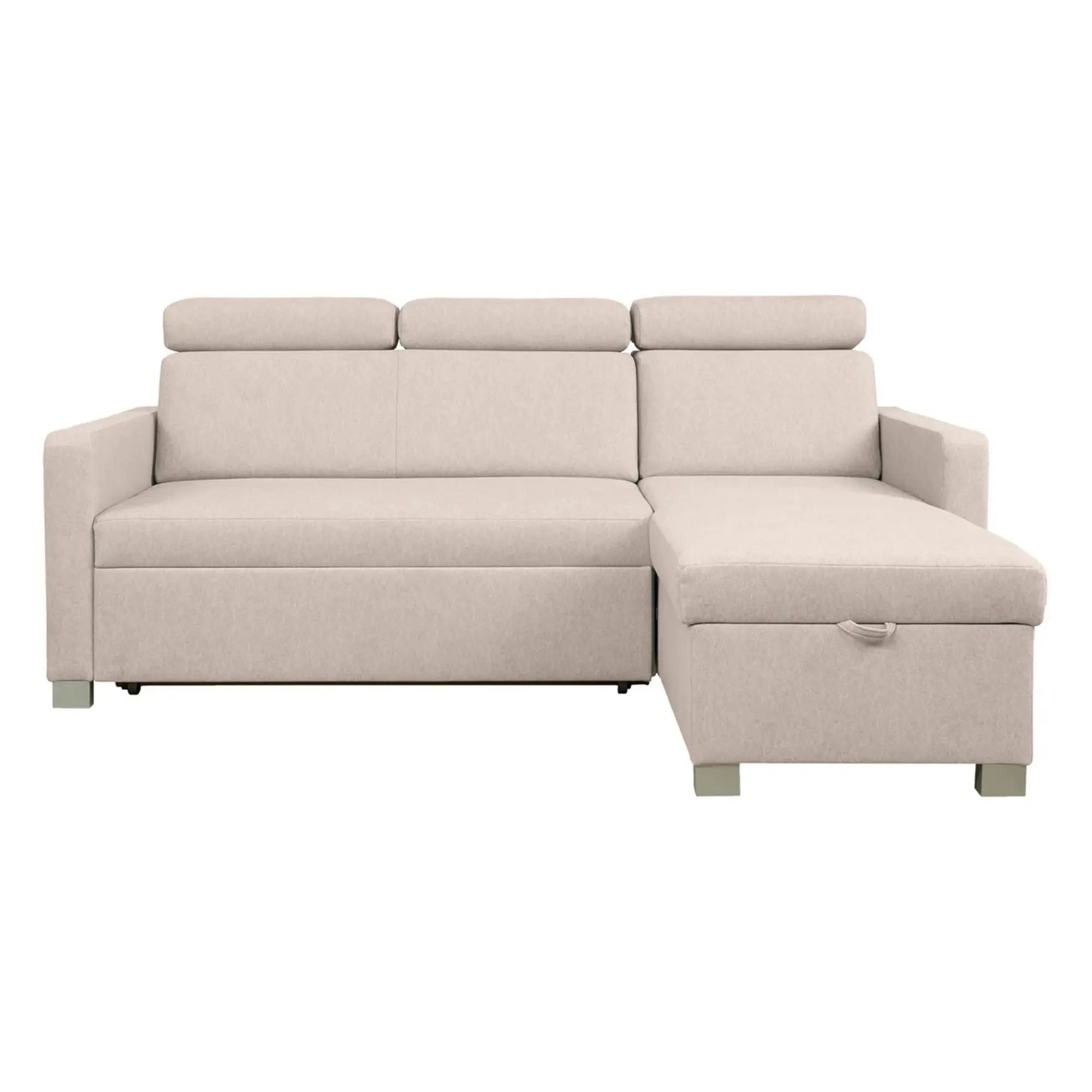 Coltar extensibil BRICO, universal, stofa catifelata bej - Element 17, cu lada depozitare, 204x168x99 cm