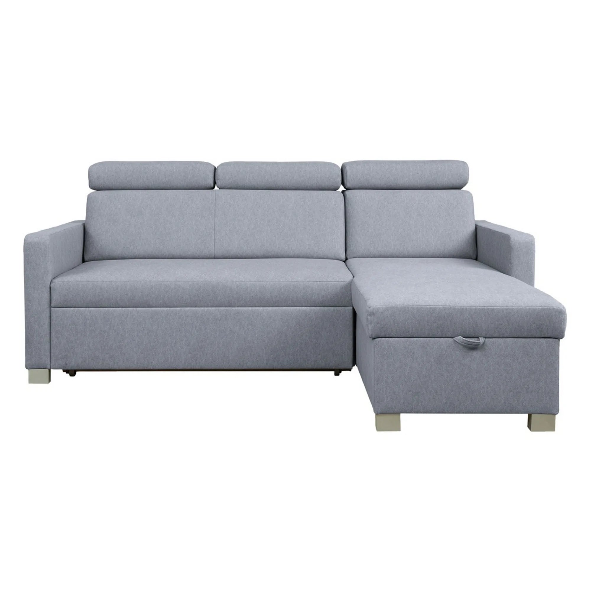 Coltar extensibil BRICO, universal, stofa catifelata gri - Element 23, cu lada depozitare, 204x168x99 cm