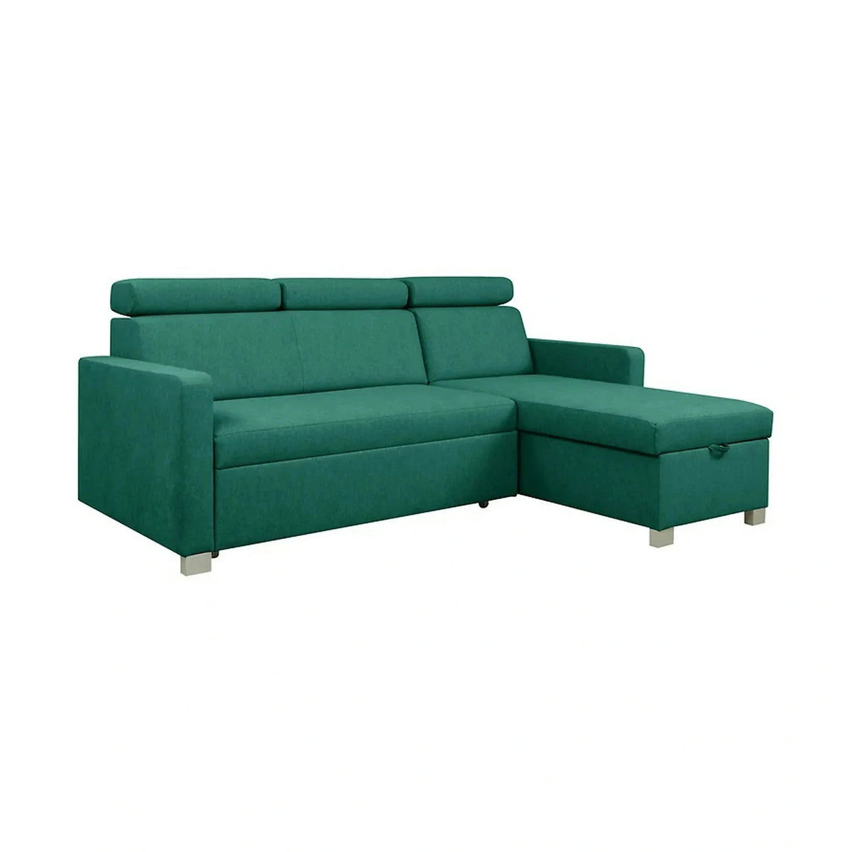 Coltar extensibil BRICO, universal, stofa catifelata verde - Element 20, cu lada depozitare, 204x168x99 cm