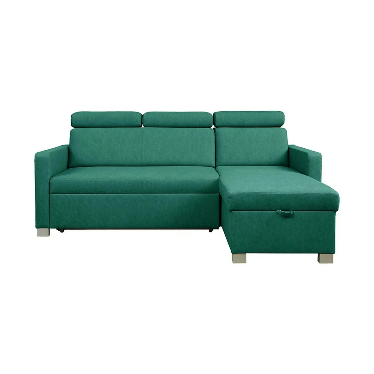 Coltar extensibil BRICO, universal, stofa catifelata verde - Element 20, cu lada depozitare, 204x168x99 cm