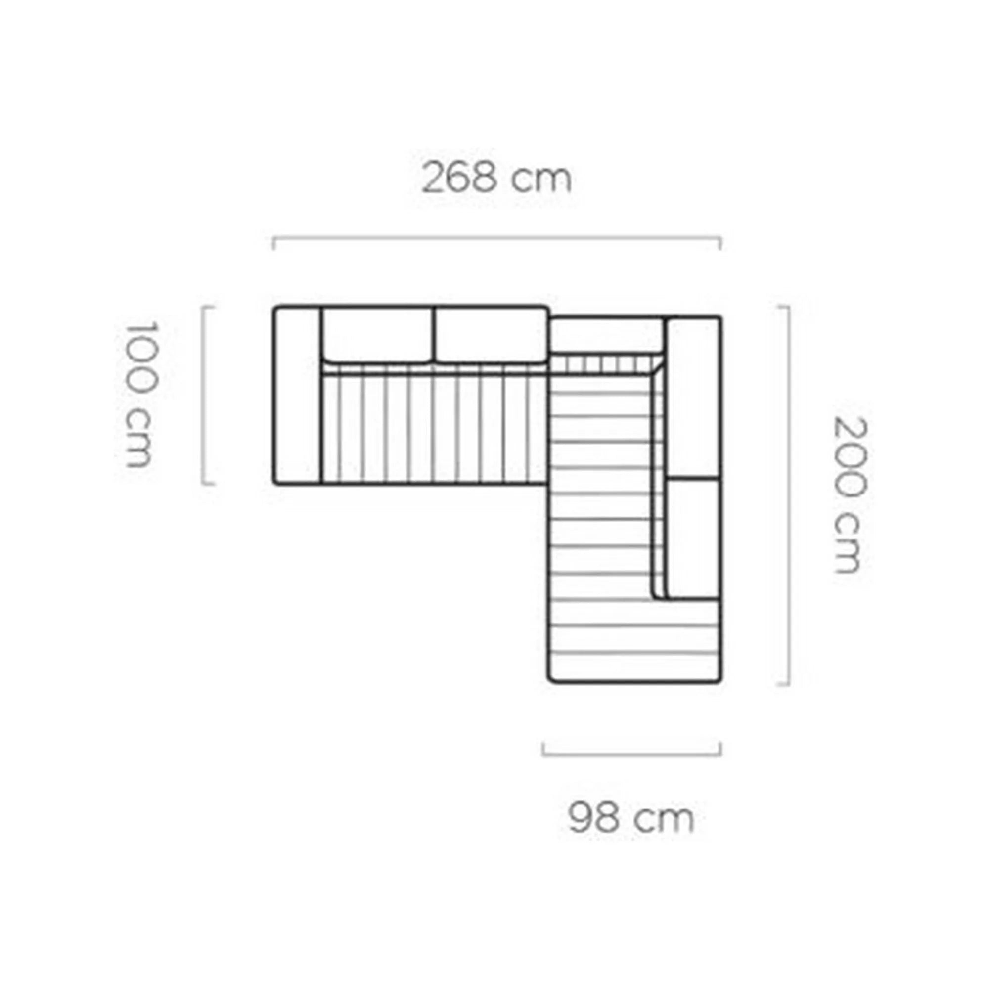 Coltar extensibil CALDO L, personalizabil materiale gama Premium, cu lada depozitare si tetiere reglabile, 268x200x99 cm