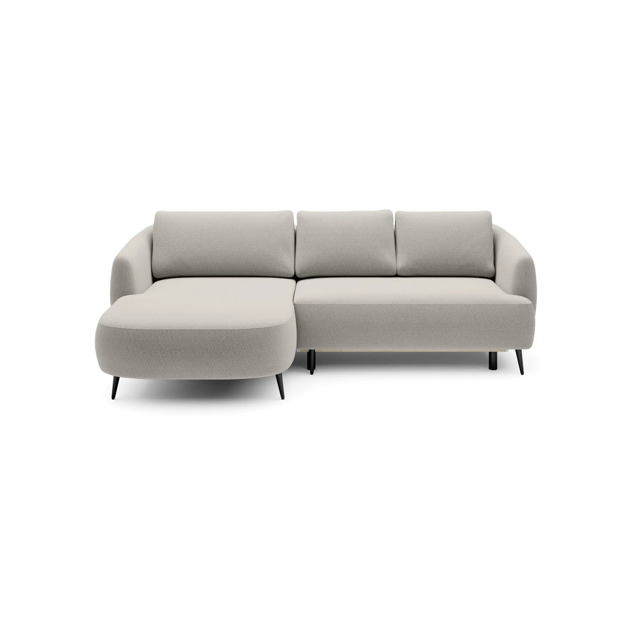 Coltar extensibil CANDY, sezlong stanga, stofa catifelata gri - Whisper 16, Gama Premium, cu lada depozitare, 256x166x85 cm
