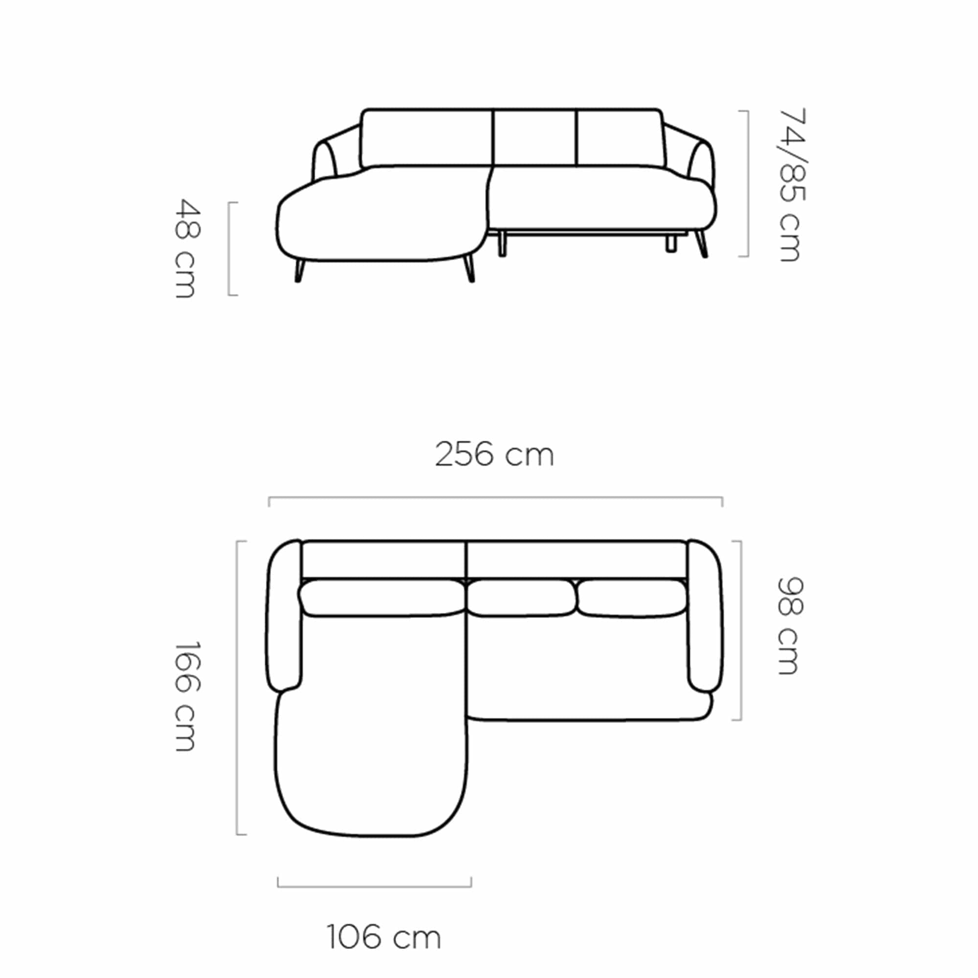 Coltar extensibil CANDY, sezlong stanga, stofa catifelata gri - Whisper 16, Gama Premium, cu lada depozitare, 256x166x85 cm