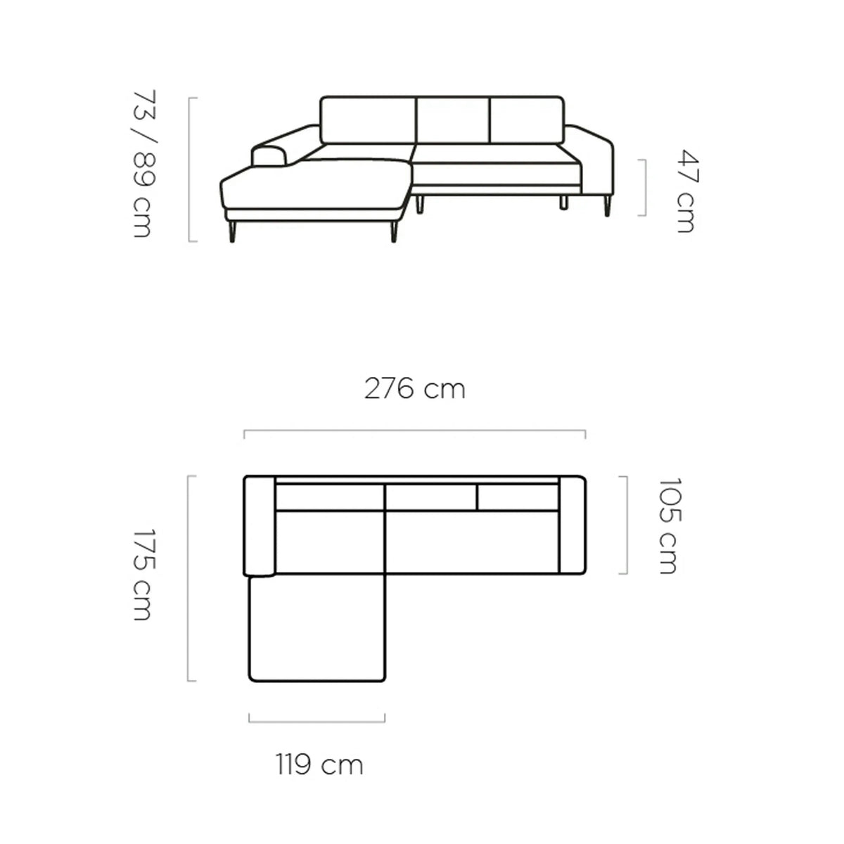 Coltar extensibil CAPITOL, personalizabil, cu lada depozitare, 276x175x89 cm