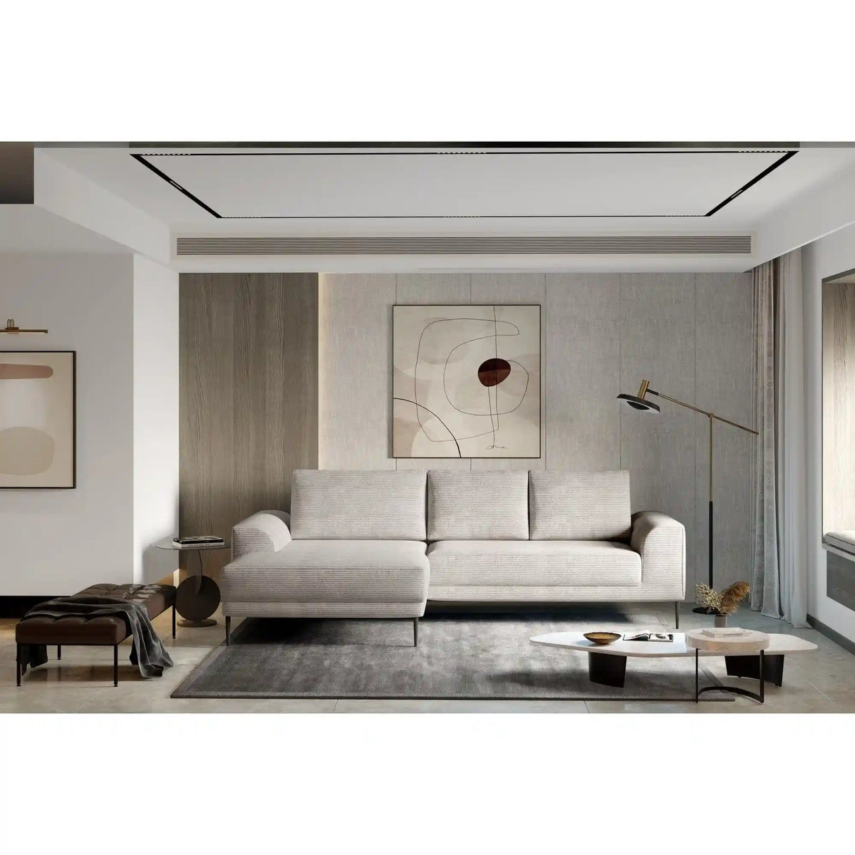 Coltar extensibil CAPITOL, personalizabil materiale gama Premium, cu lada depozitare, 276x175x89 cm