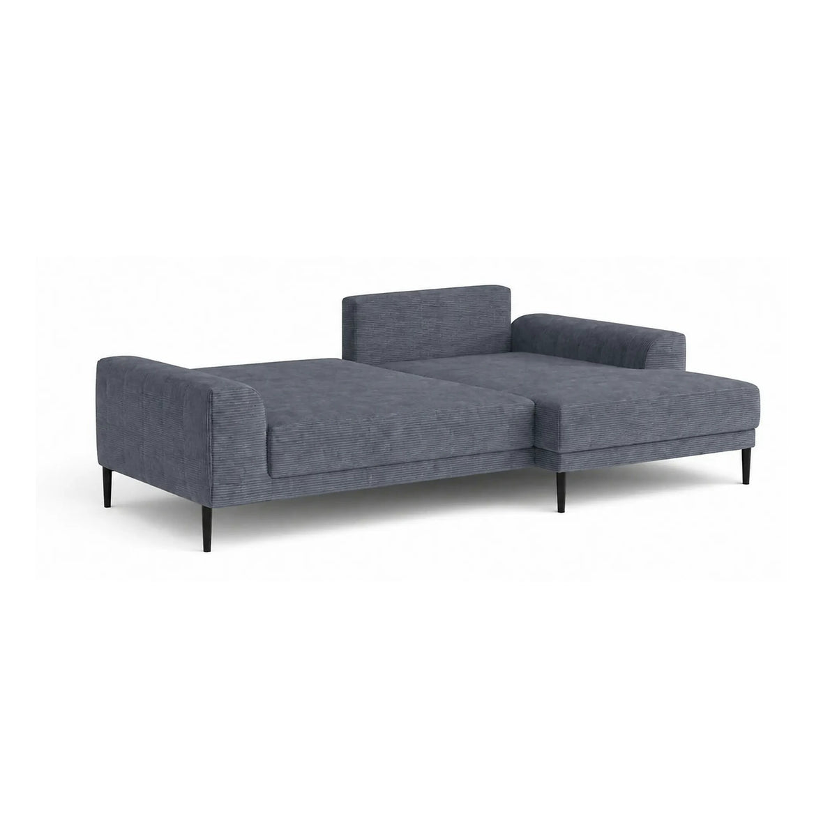 Coltar extensibil CAPITOL, sezlong dreapta, stofa catifelata gri inchis - Whisper 15, cu lada depozitare, 276x175x89 cm