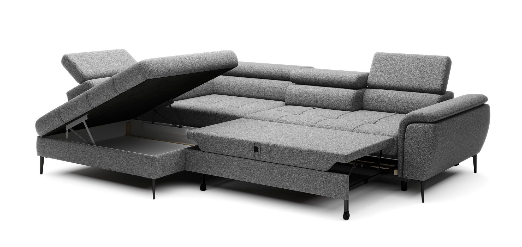 Coltar extensibil DENVER L, personalizabil materiale gama Oferta Avantaj, cu lada depozitare, 288x218x94 cm