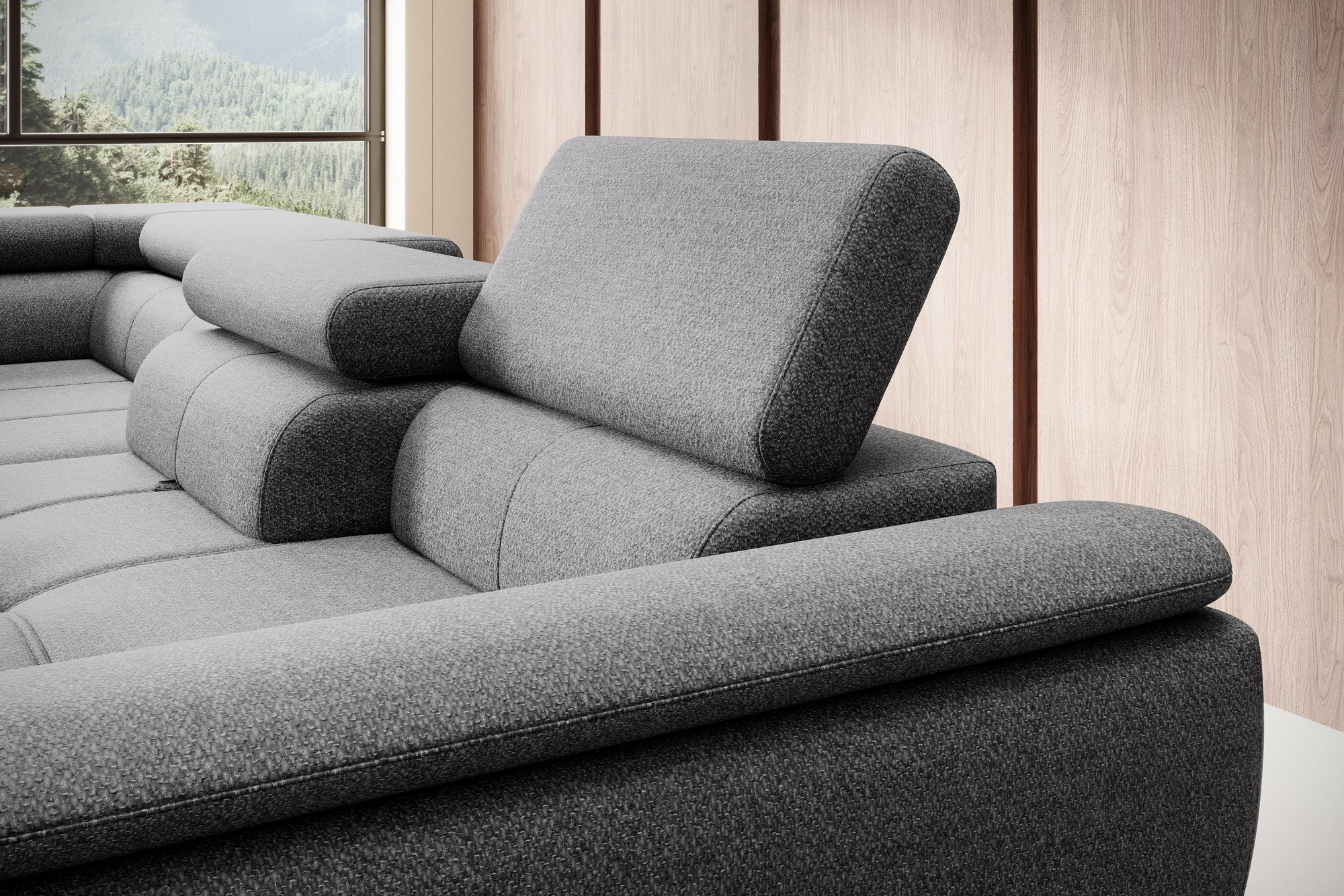 Coltar extensibil DENVER L, personalizabil materiale gama Oferta Avantaj, cu lada depozitare, 288x218x94 cm